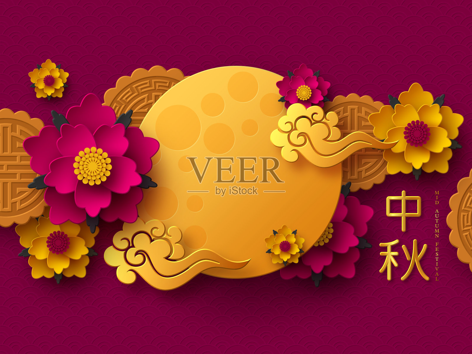 中国的中秋节设计。插画图片素材