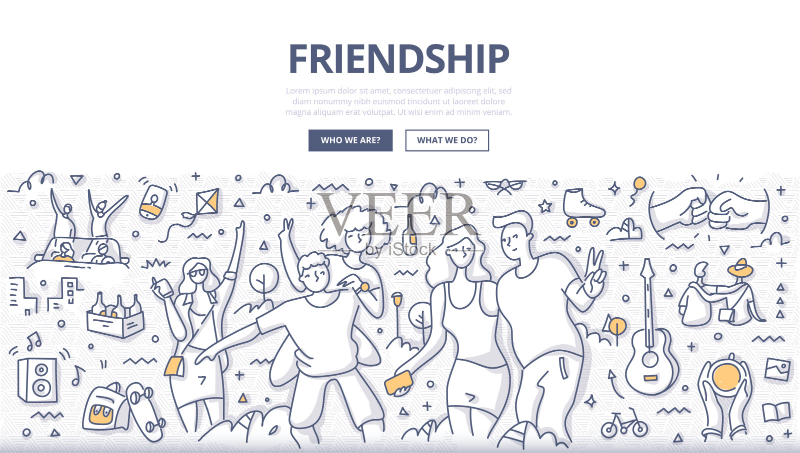 友谊涂鸦的概念插画图片素材