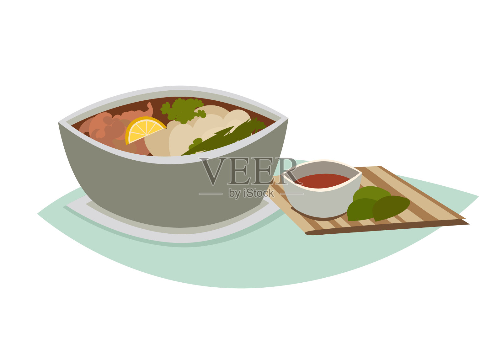越南食物卡通矢量图标，孤立在白色背景插画图片素材