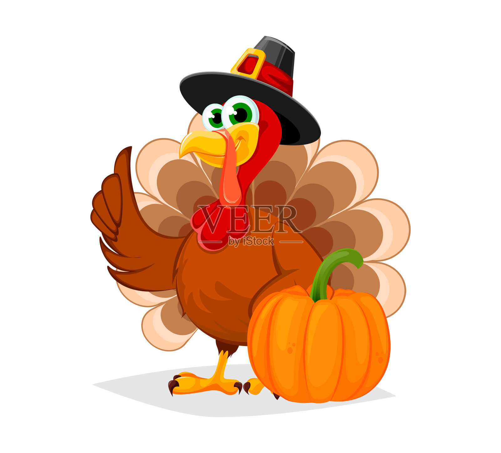 Thanksgiving Day. Funny cartoon character turkey设计元素图片