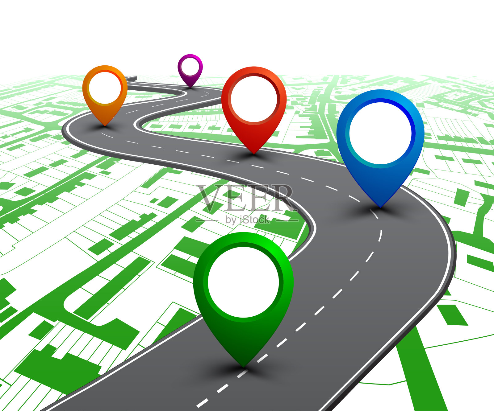 道路与GPS导航城市地图。汽车道路，街道，公路路线图信息图-股票向量插画图片素材