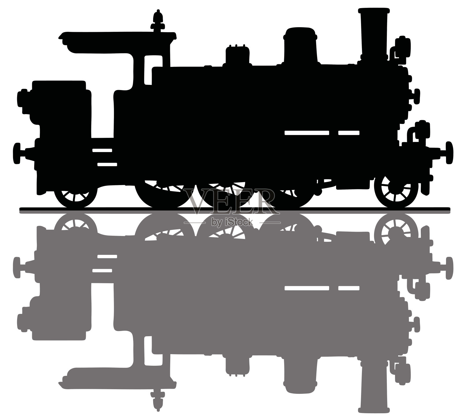 旧火车头的黑色剪影设计元素图片