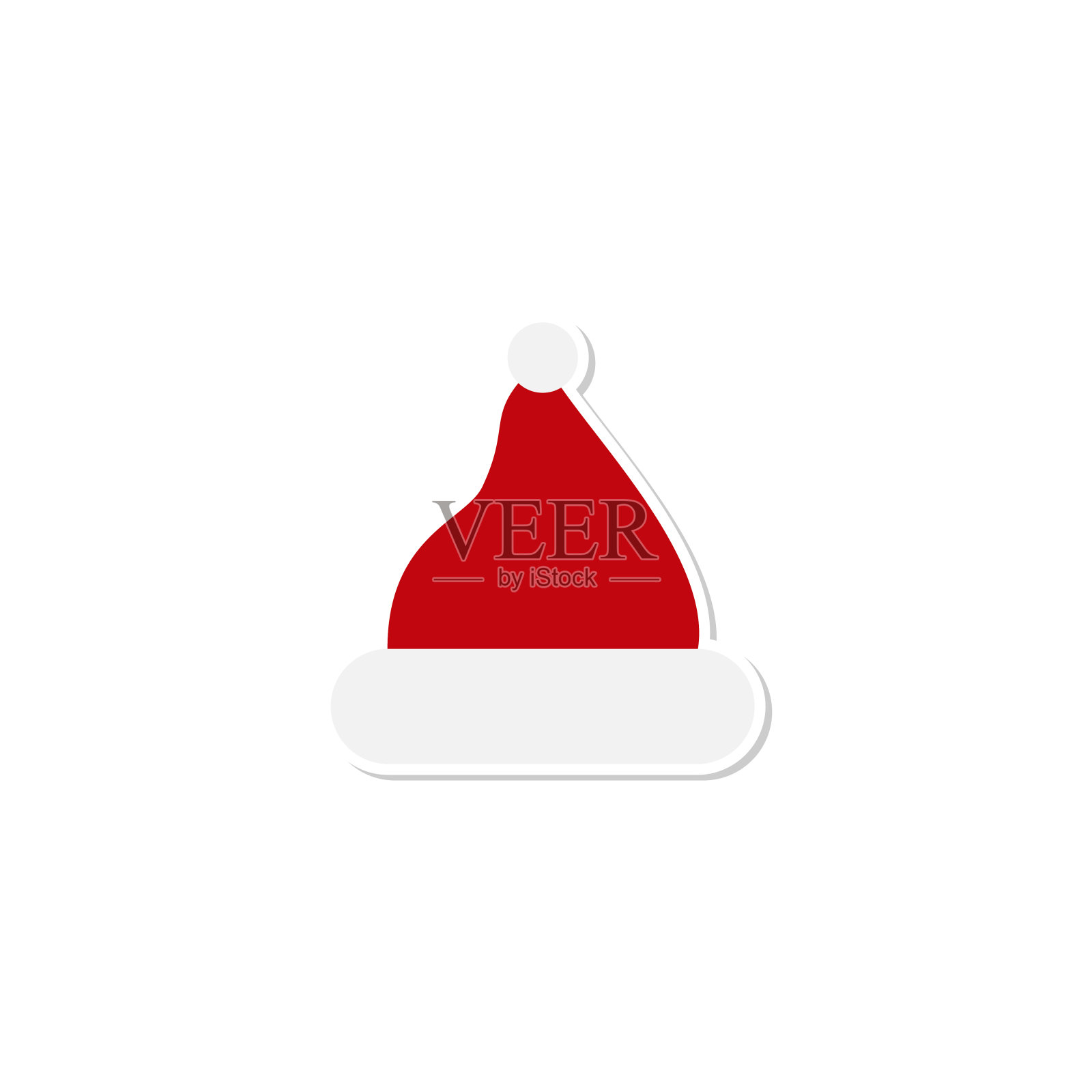 圣诞老人帽，矢量图标。圣诞老人帽子的红色图标。圣诞老人的帽子孤立在白色的背景图标素材