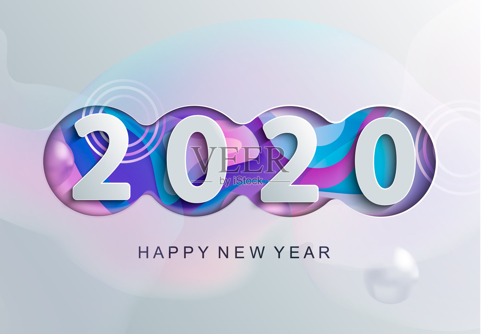2020年新年现代贺卡。插画图片素材