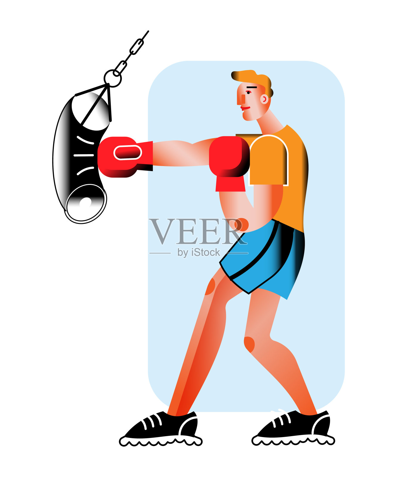 拳击手训练在体育平面矢量插图插画图片素材