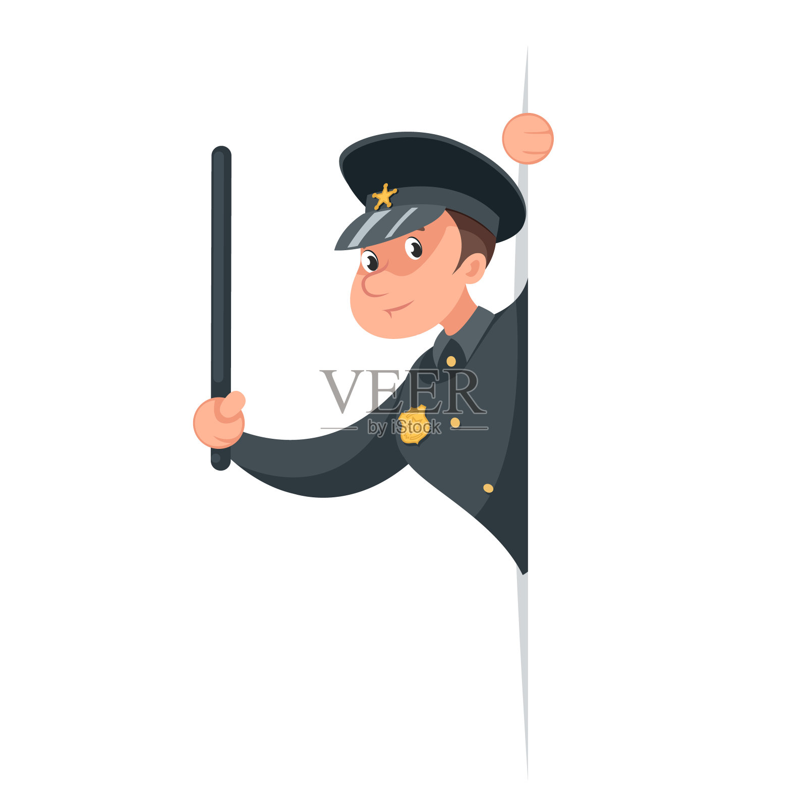 勇敢的警察人物卡通警法保护者设计矢量插图插画图片素材