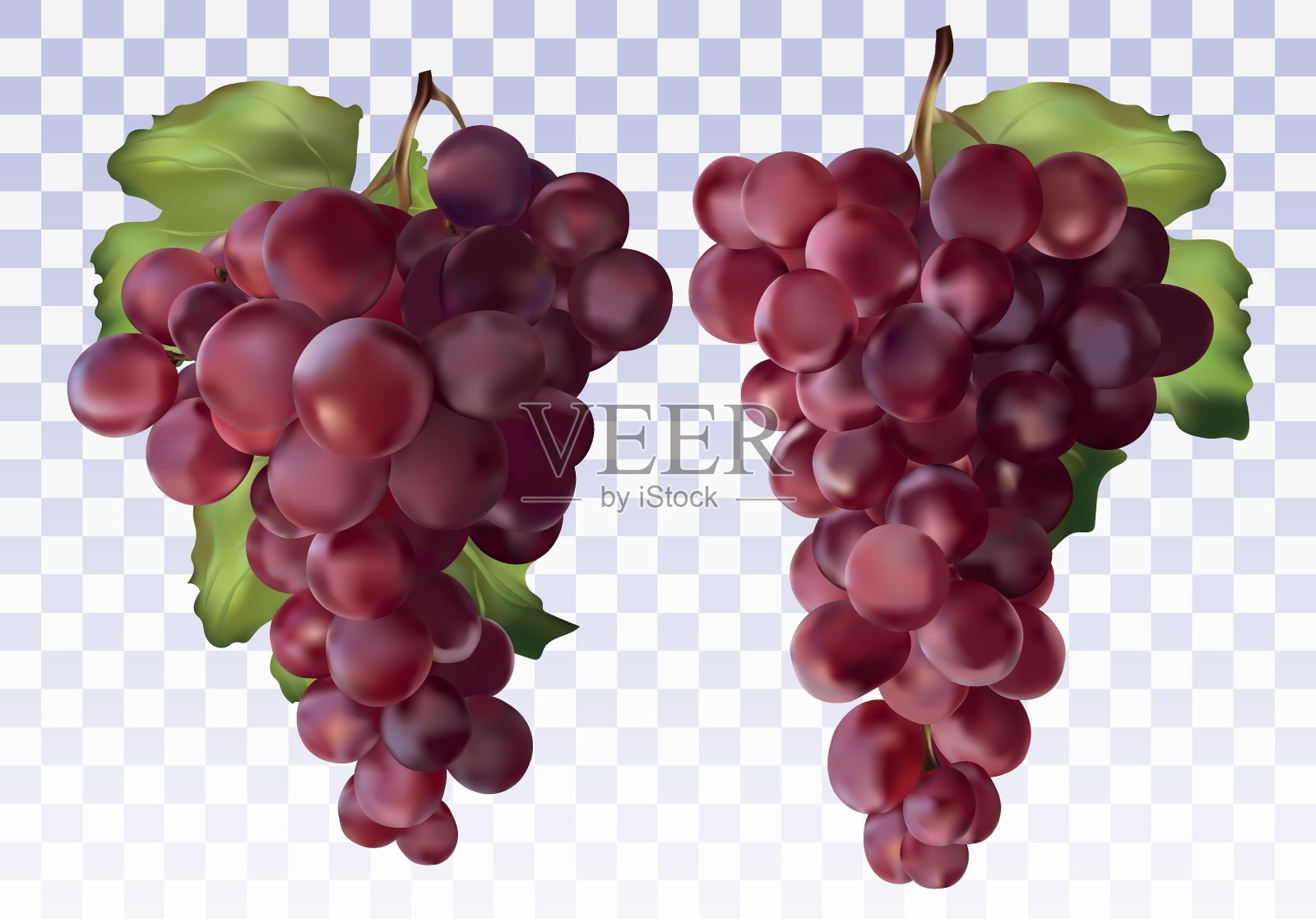 图标设置红葡萄。鲜红的葡萄在透明的背景上。鲜食葡萄。3 d现实的葡萄。酿酒葡萄。矢量图设计元素图片