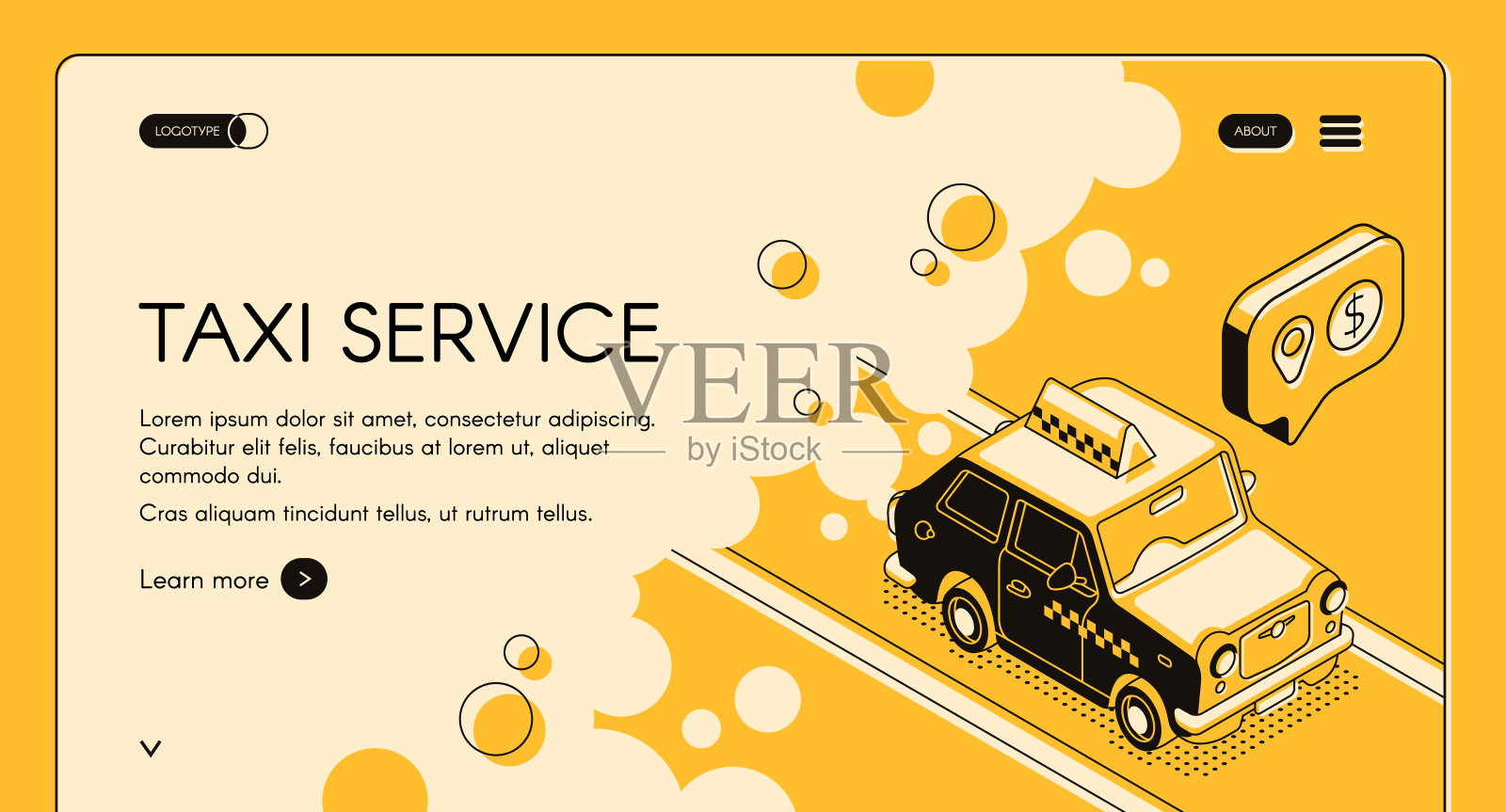 出租车服务订购网页矢量模板插画图片素材