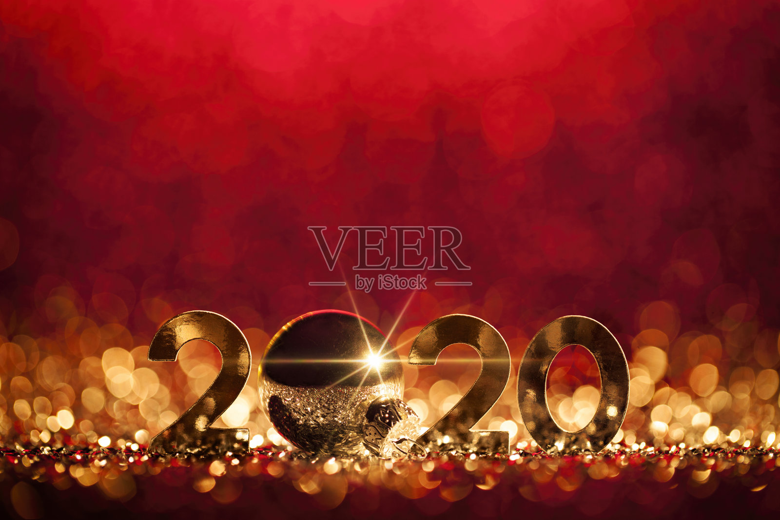 2020年新年圣诞装饰——金红派对庆祝活动照片摄影图片