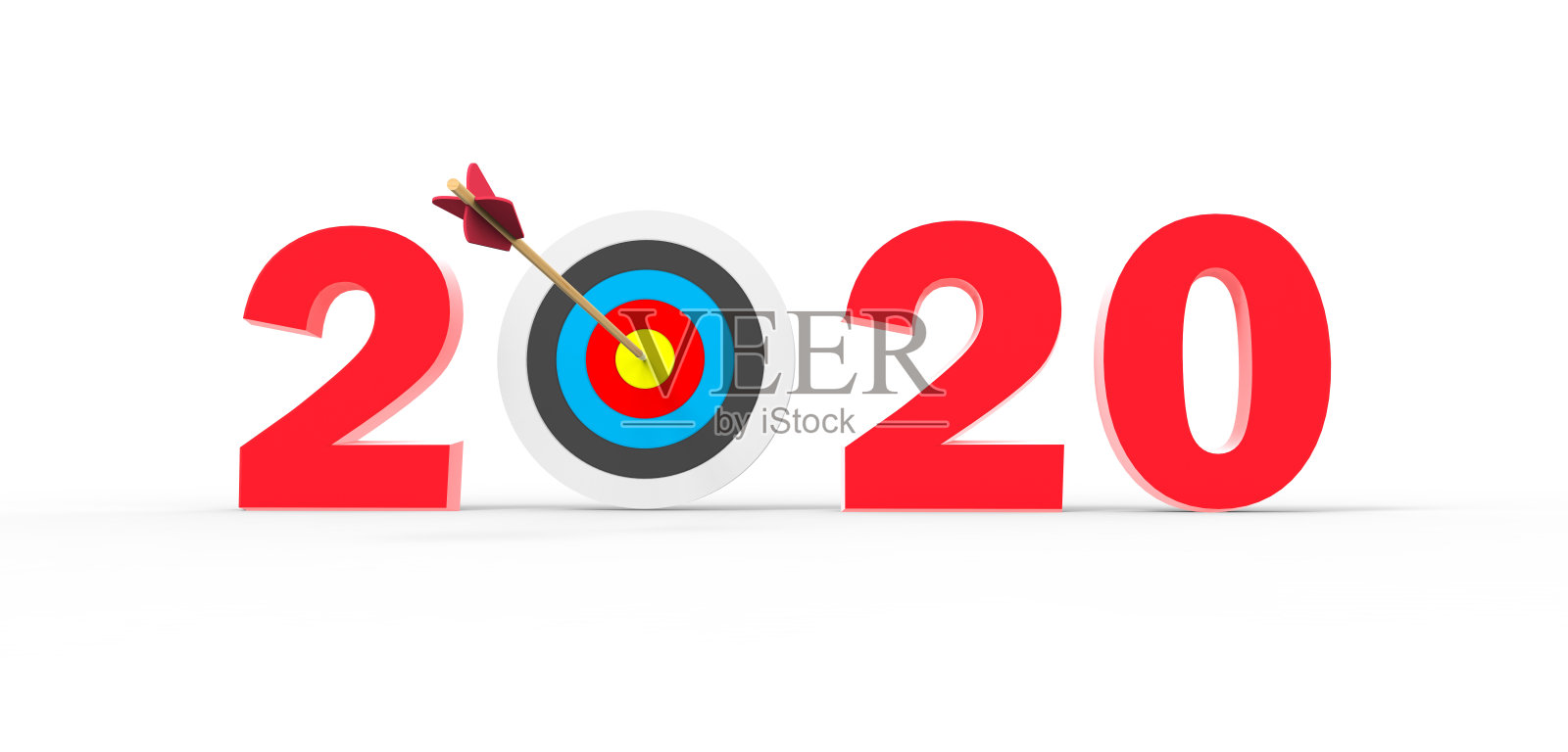 新年快乐2020文字3d渲染与箭头照片摄影图片