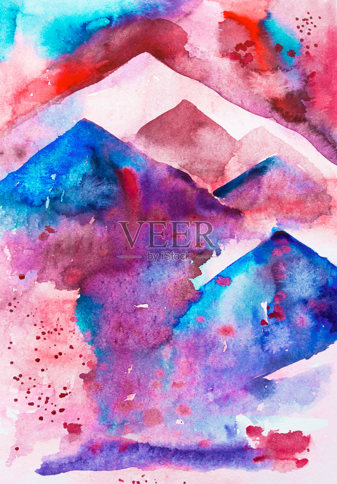 紫罗兰山水彩画插画图片素材