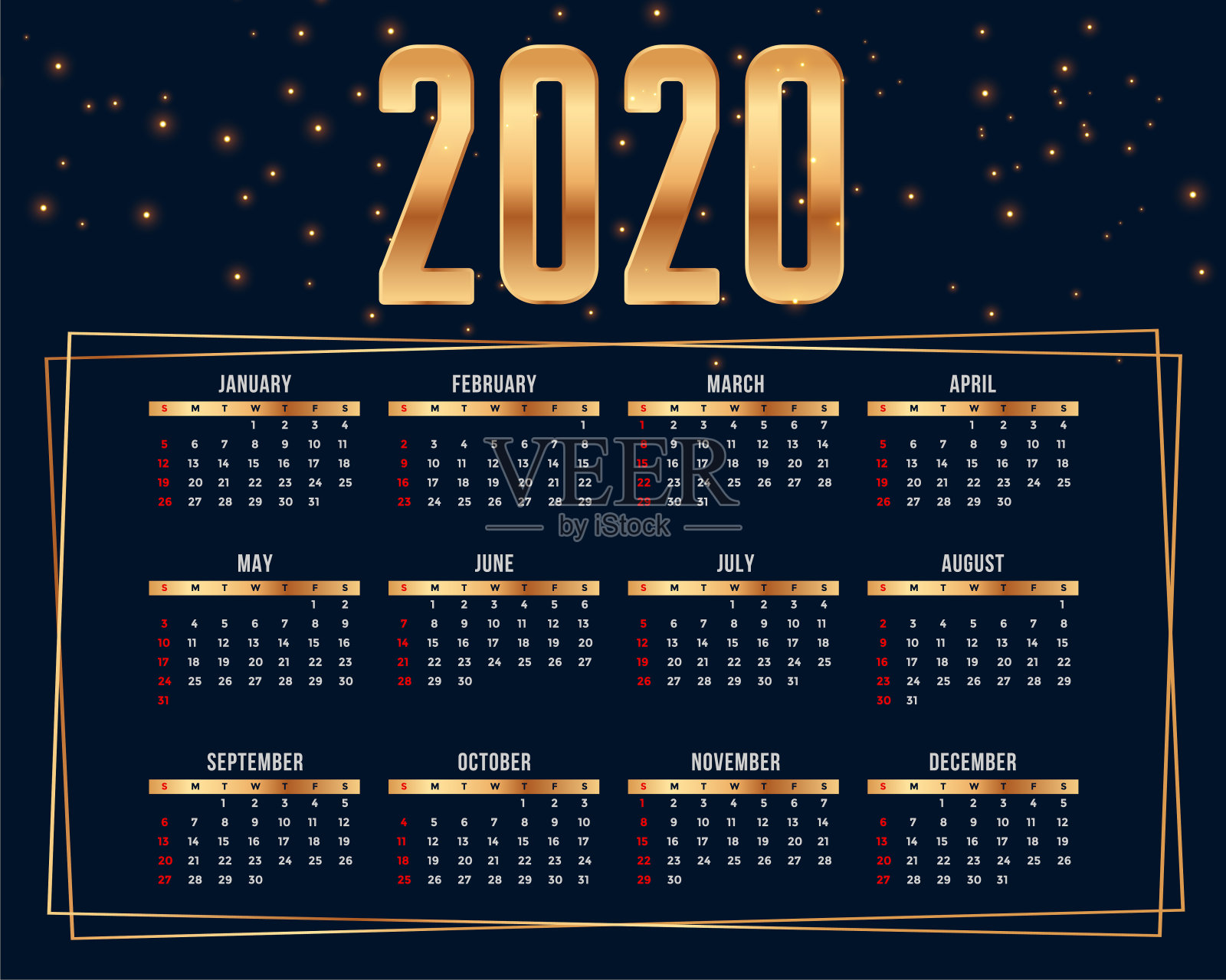 2020年新年快乐premium日历设计模板设计模板素材