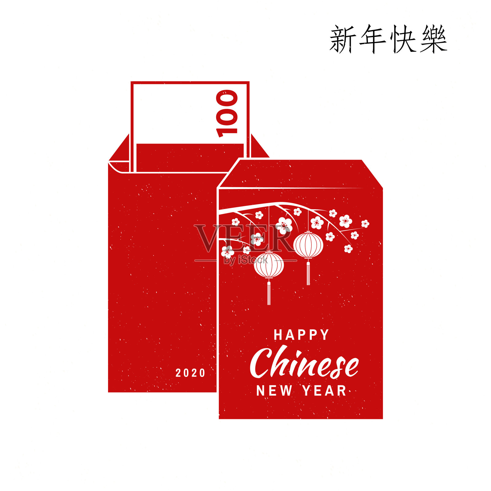 春节快乐设计。贺年经典明信片。中国人用红包做标志。横幅为网站模板中文翻译-新年快乐设计元素图片