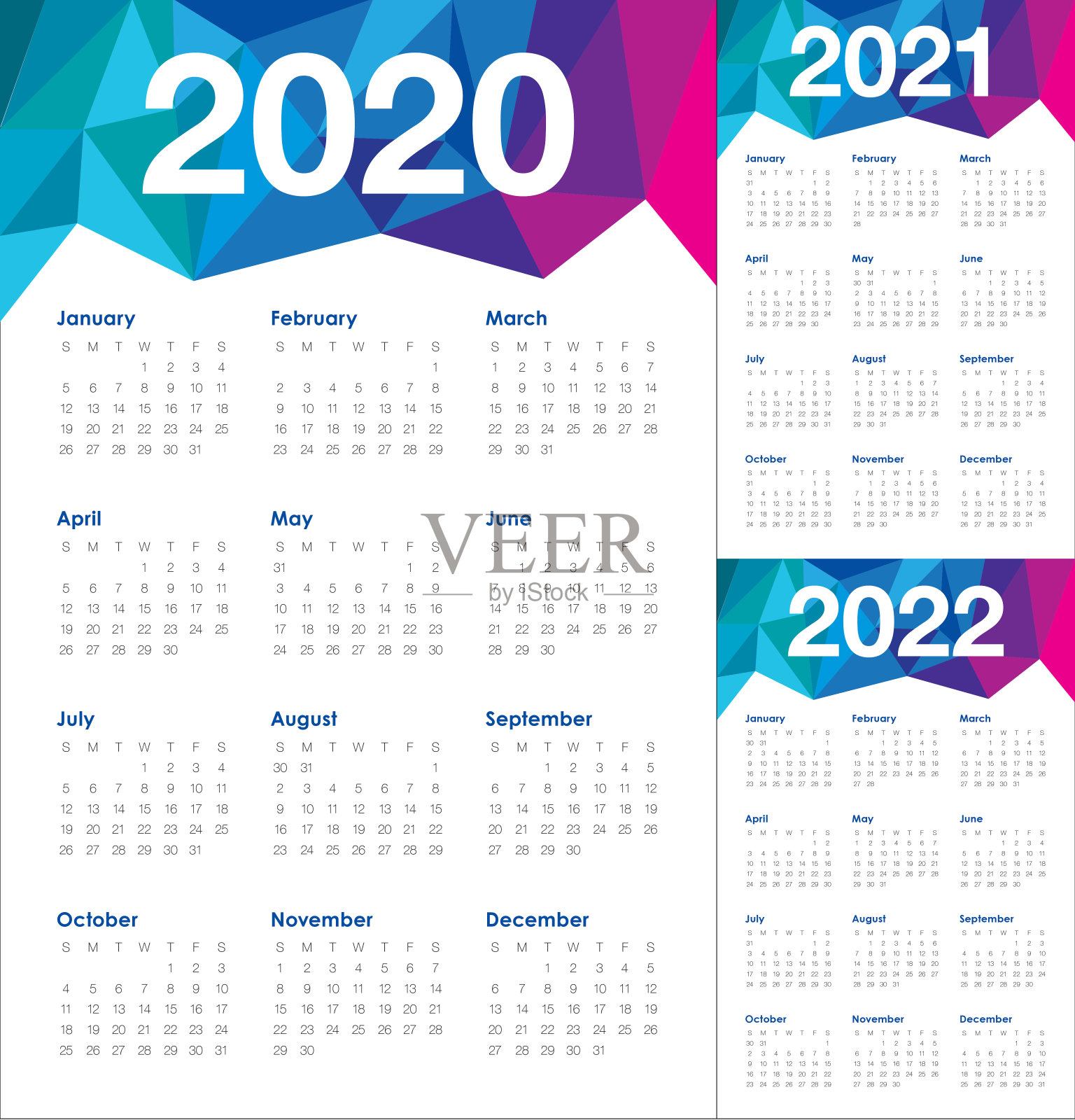 2020年2021年2022年日历矢量设计模板设计模板素材