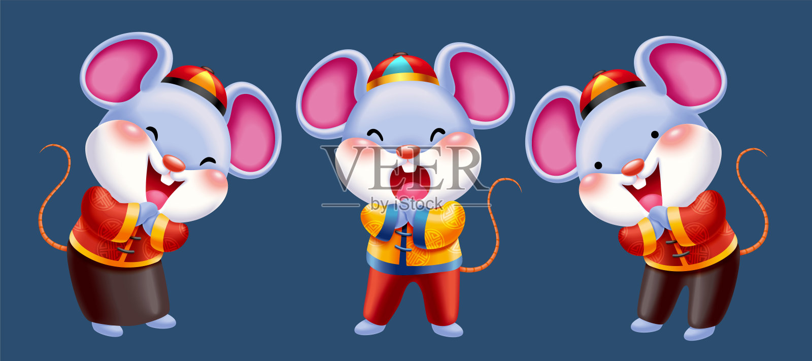 中国新年老鼠的性格插画图片素材