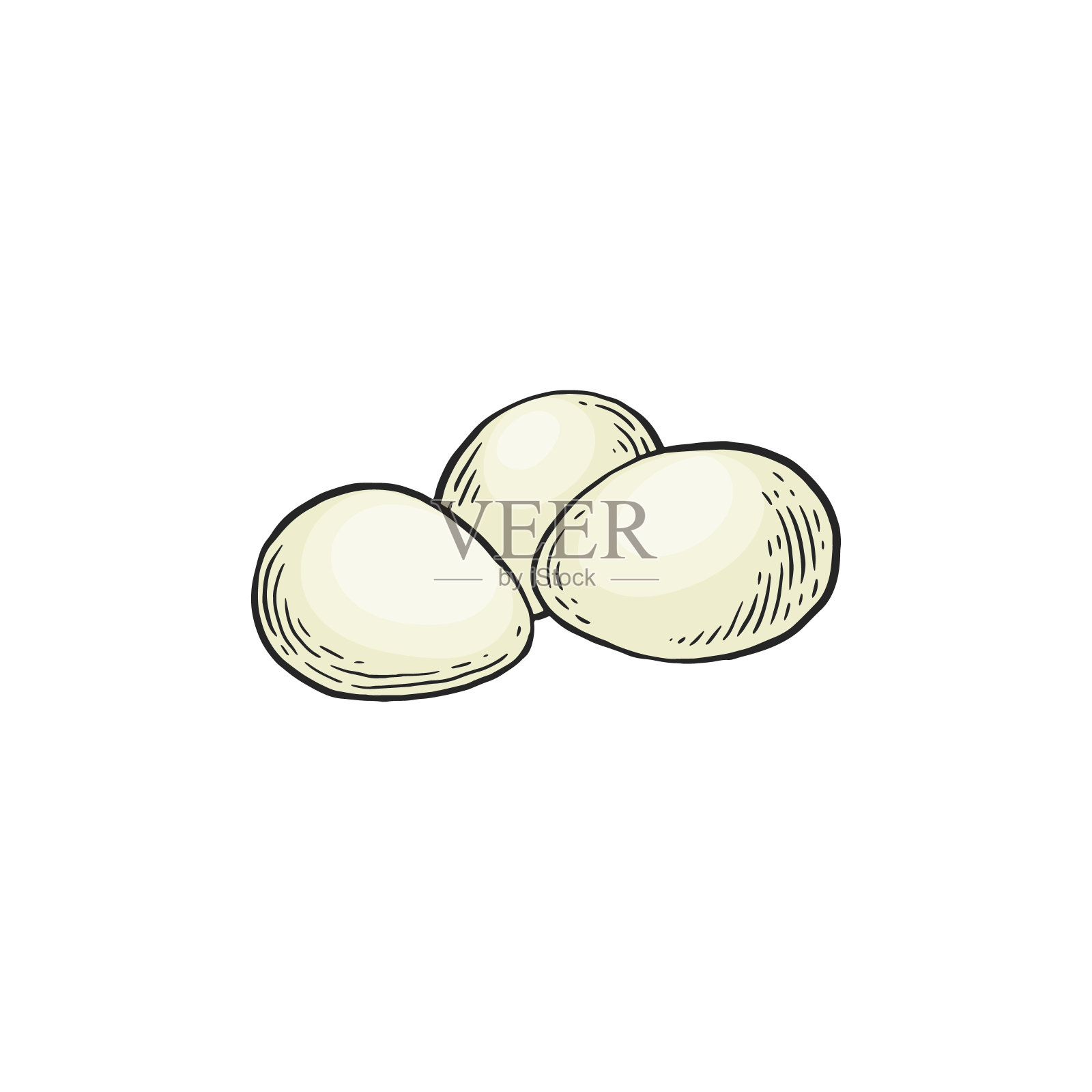 鸡白色鸡蛋矢量手绘草图插图孤立在白色。插画图片素材