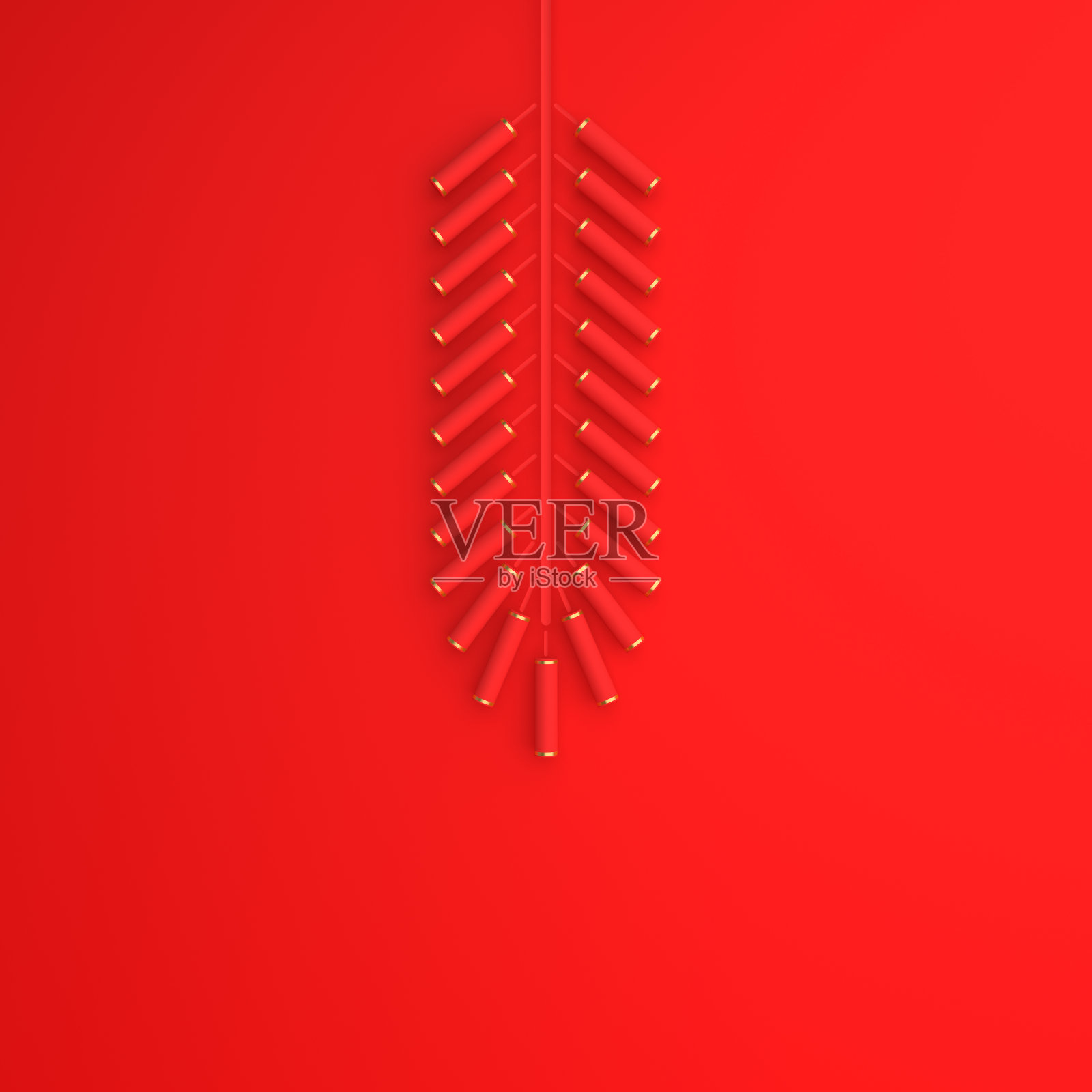 欢乐春节横幅，红色和金色的鞭炮剪纸背景。中国节庆喜庆发菜的设计创意理念。3 d渲染插图。照片摄影图片