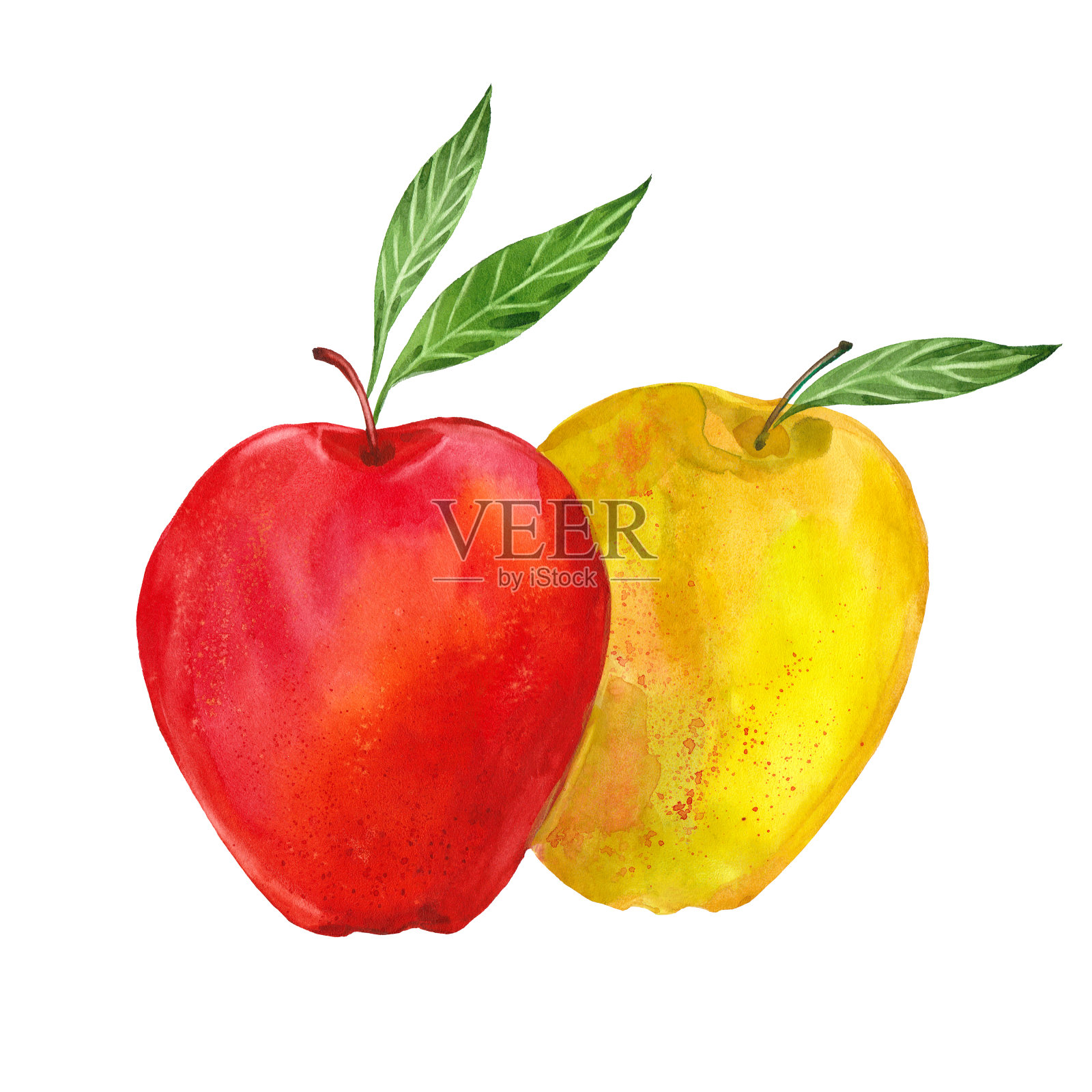 红色和黄色的苹果设计元素图片