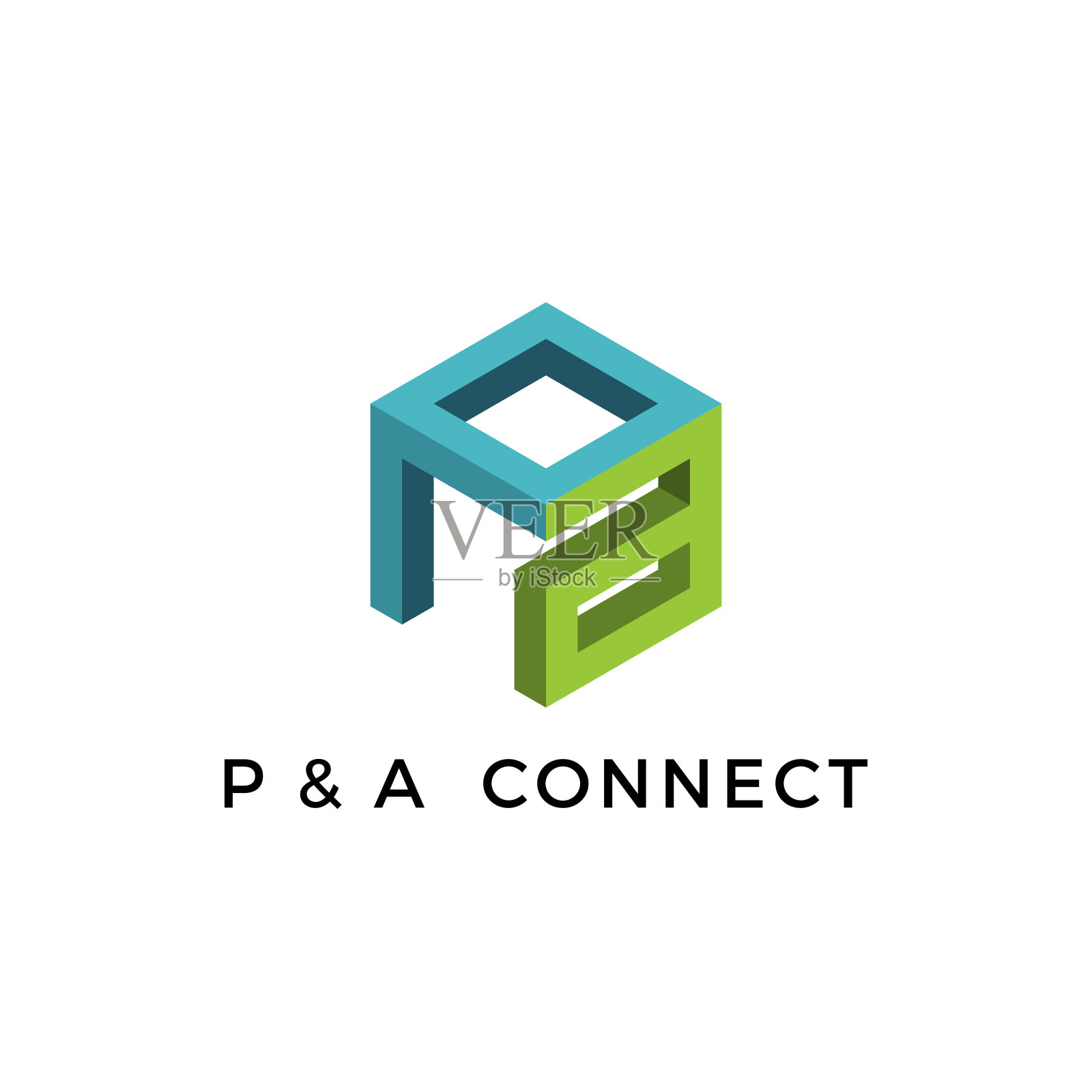 PA标志设计，P和一个六边形标志向量设计元素图片