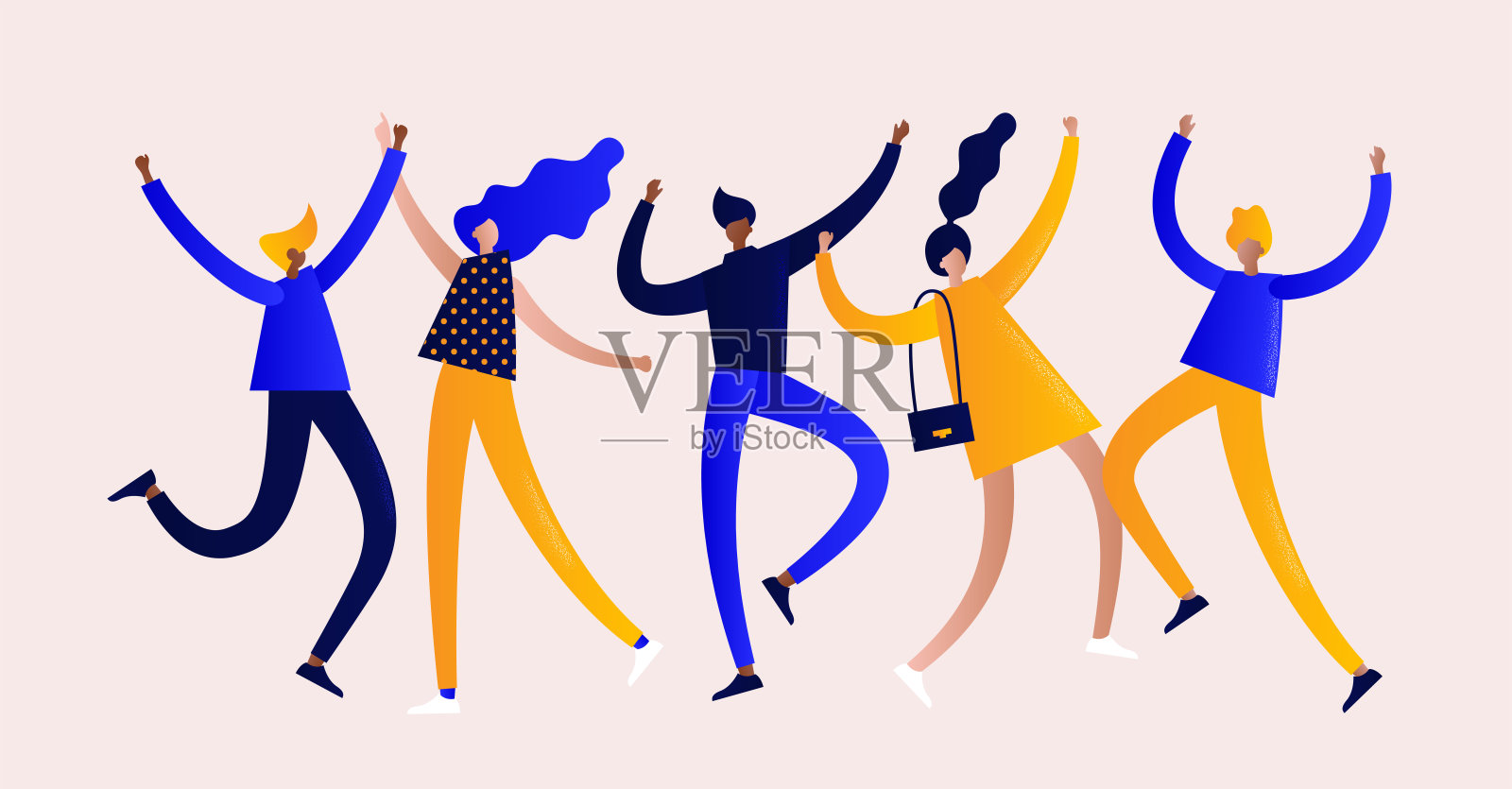 快乐的人跳舞派对插图。插画图片素材