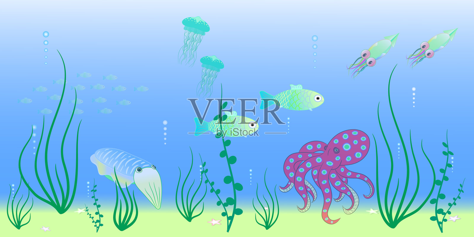 深海动物插画图片素材