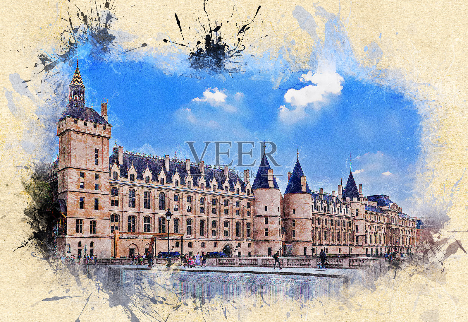 贡赛杰里监狱，以前是皇家宫殿和监狱。巴黎,法国。插画图片素材