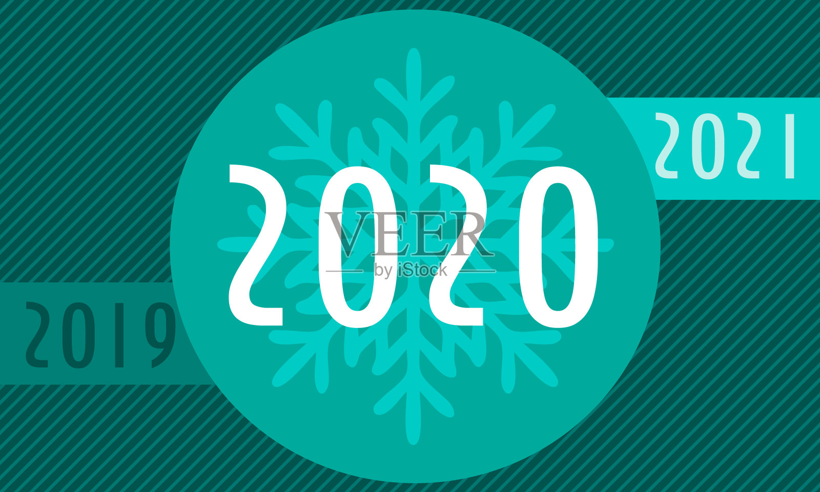 新年，数字2019,2020,2021在蓝色背景插画图片素材