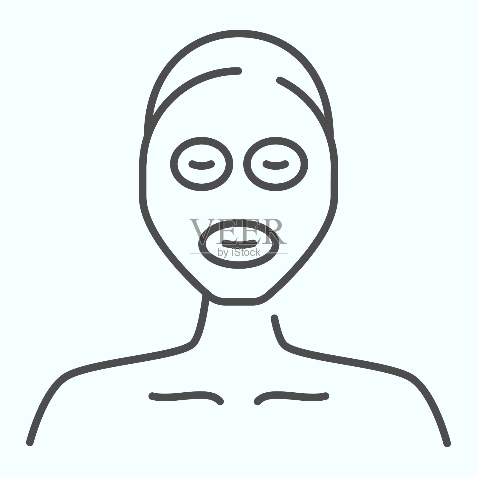 Beaty面具细线图标。化妆面具的脸矢量插图孤立在白色。皮肤轮廓风格设计，专为网页和应用设计。Eps 10。设计元素图片
