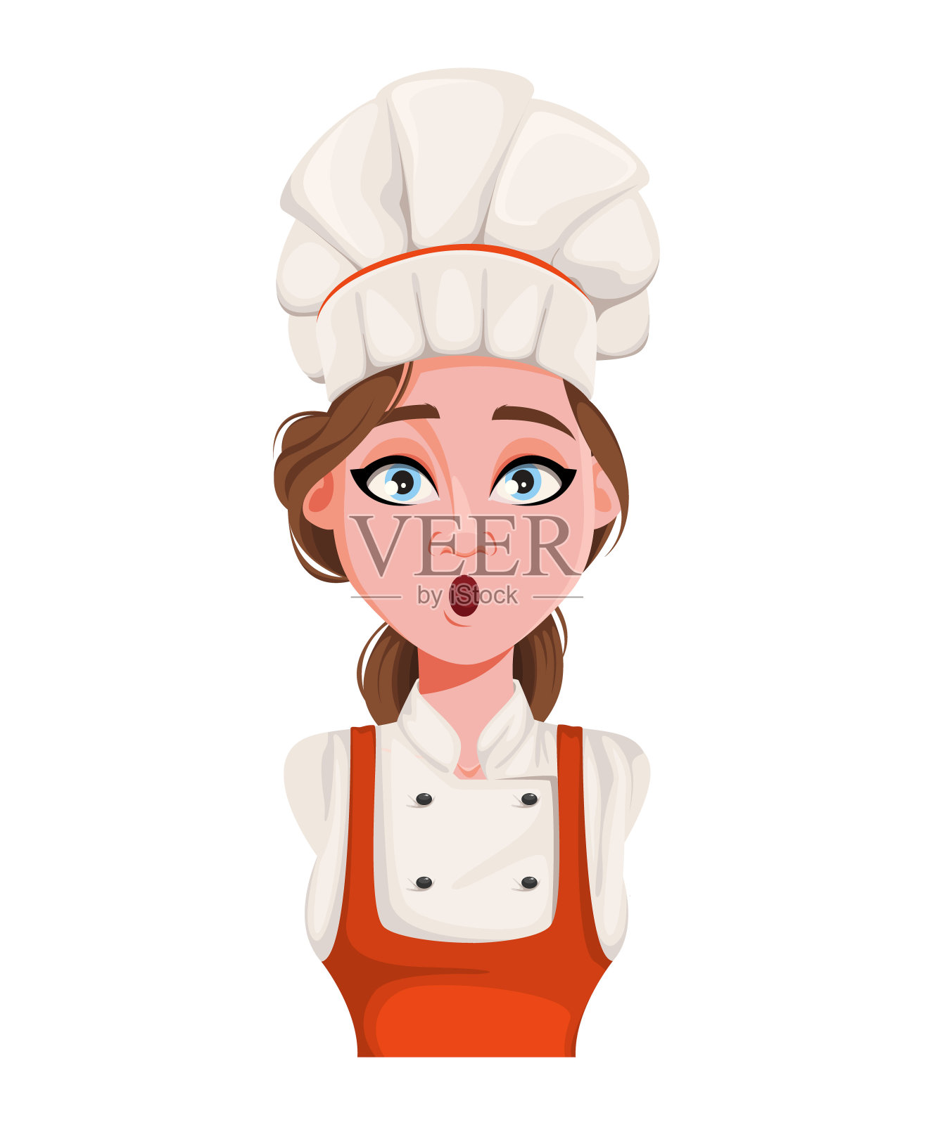 年轻漂亮的女厨师脸上的表情设计元素图片