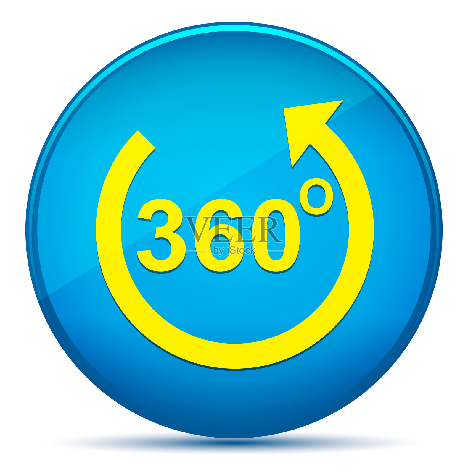 360度旋转箭头图标现代平青蓝圆形按钮设计元素图片