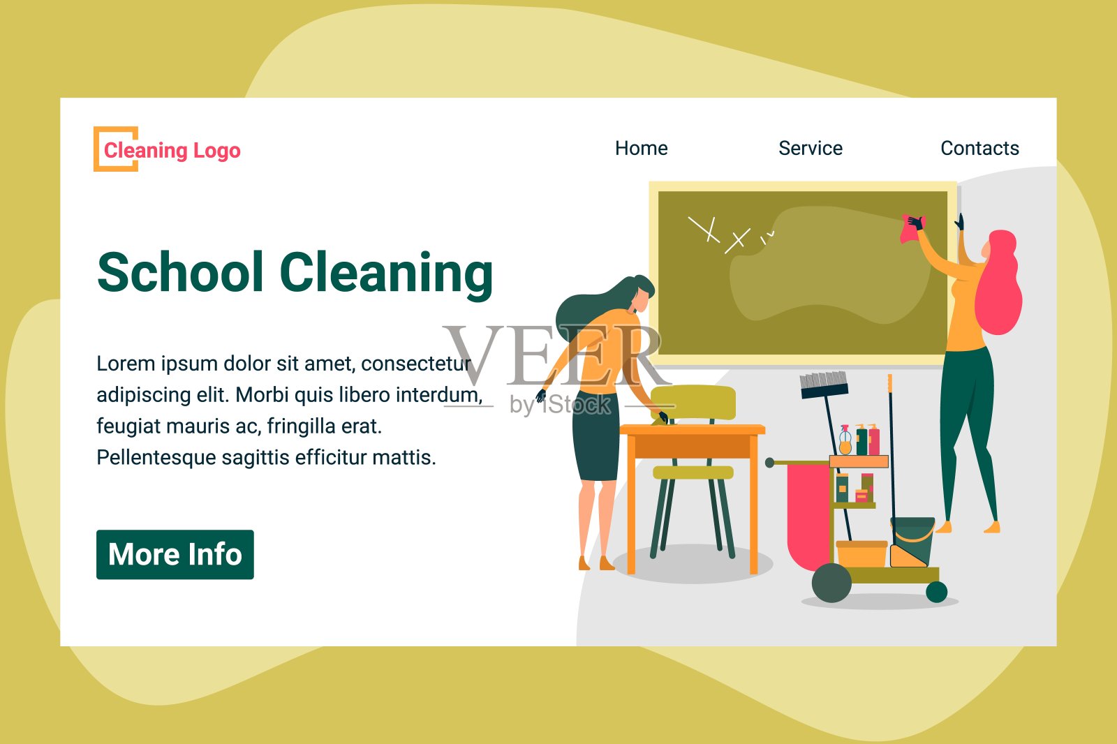 学校保洁服务网站设计，工人。插画图片素材