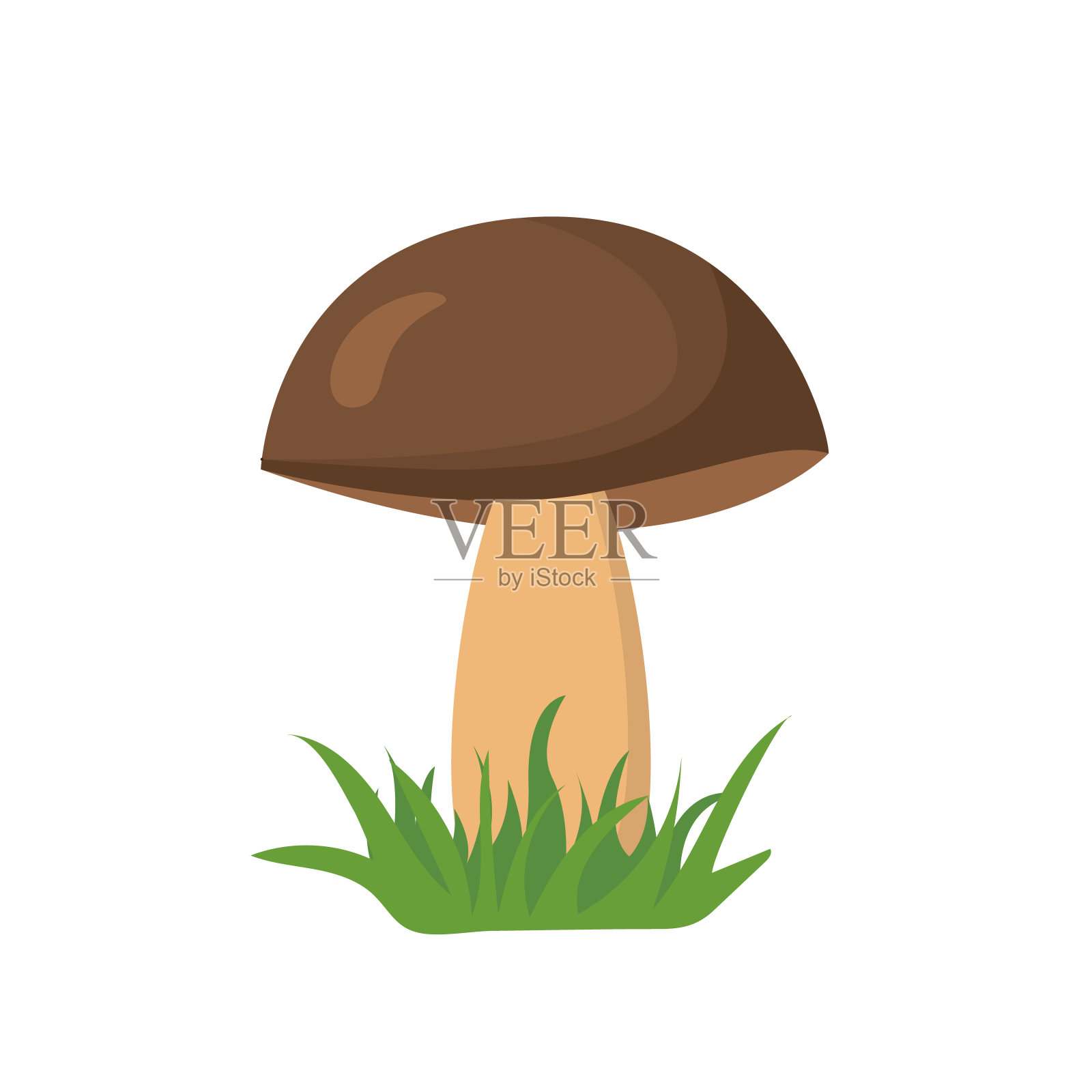 蘑菇棕色与草图标在平面风格孤立。设计元素图片