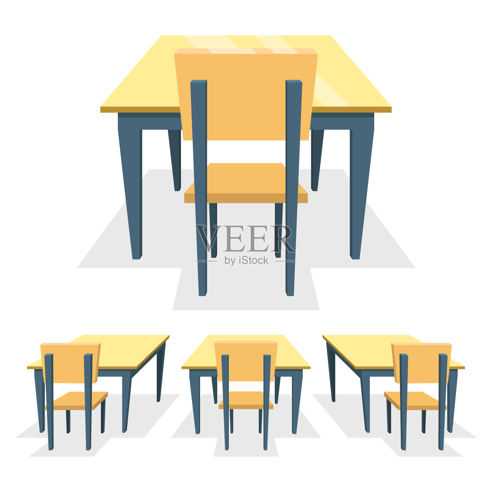 学校书桌矢量设计插图孤立在白色的背景设计元素图片