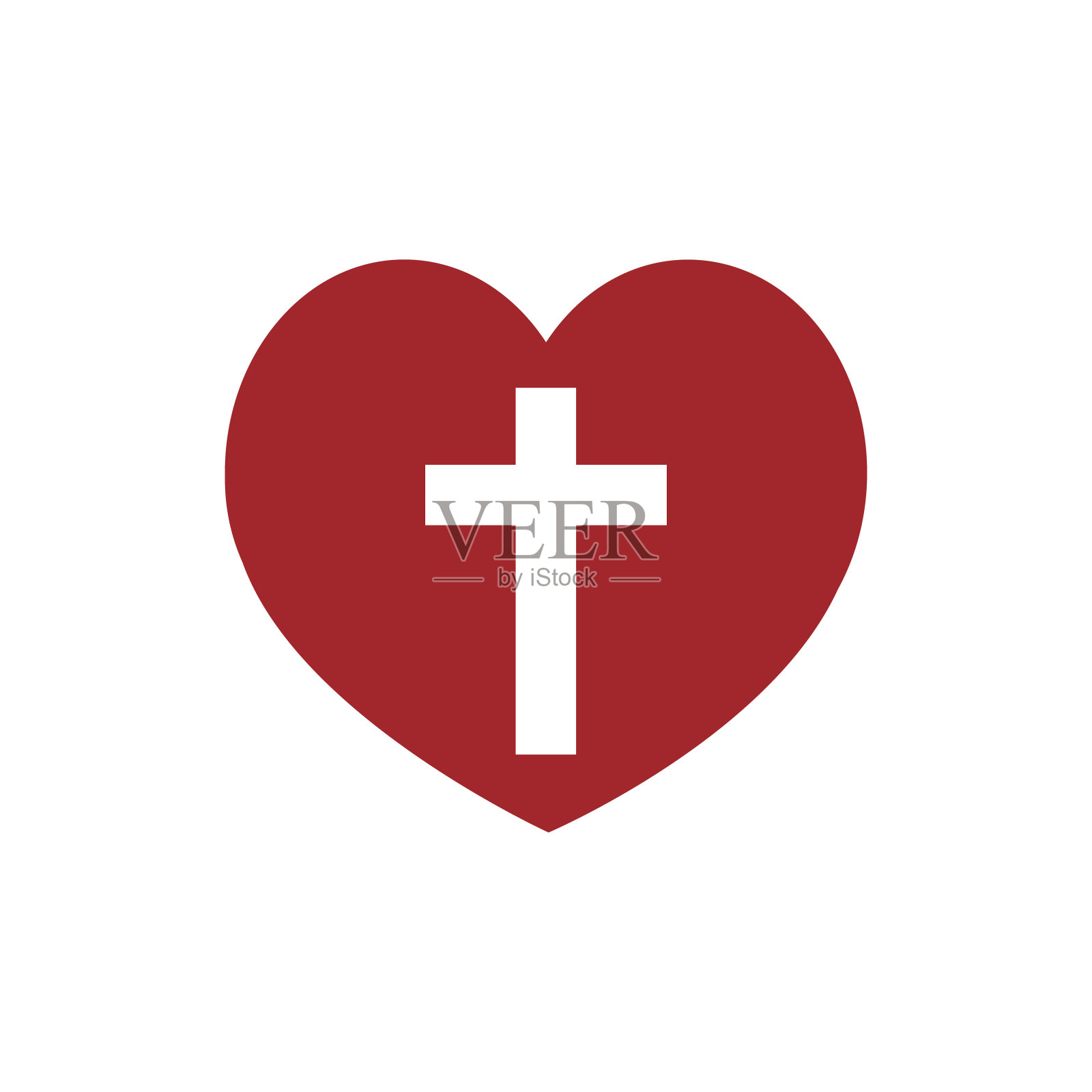 心与十字架教堂标志模板插画图片素材