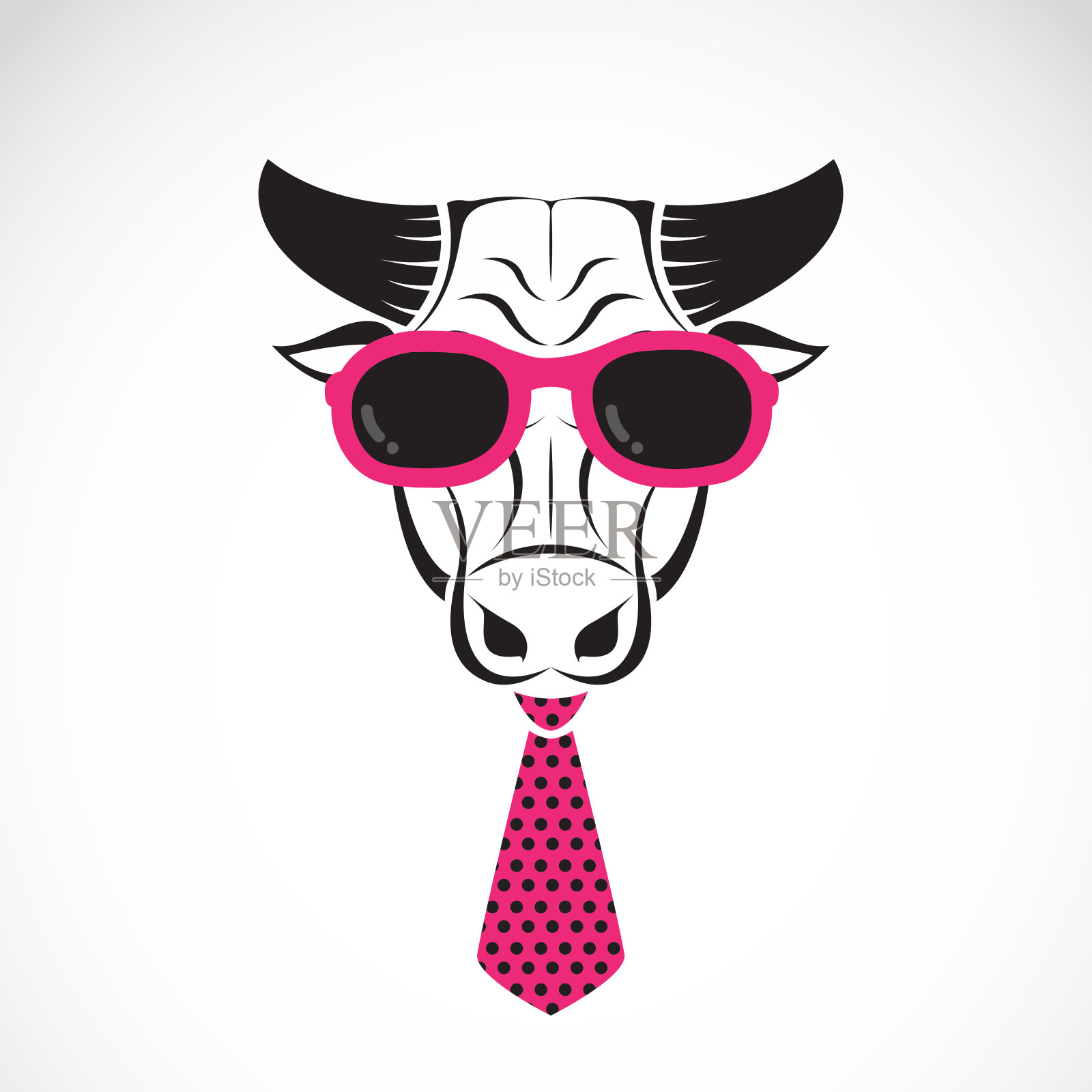 向量公牛戴太阳镜和领带在白色的背景。的动物。易于编辑的分层矢量插图。插画图片素材