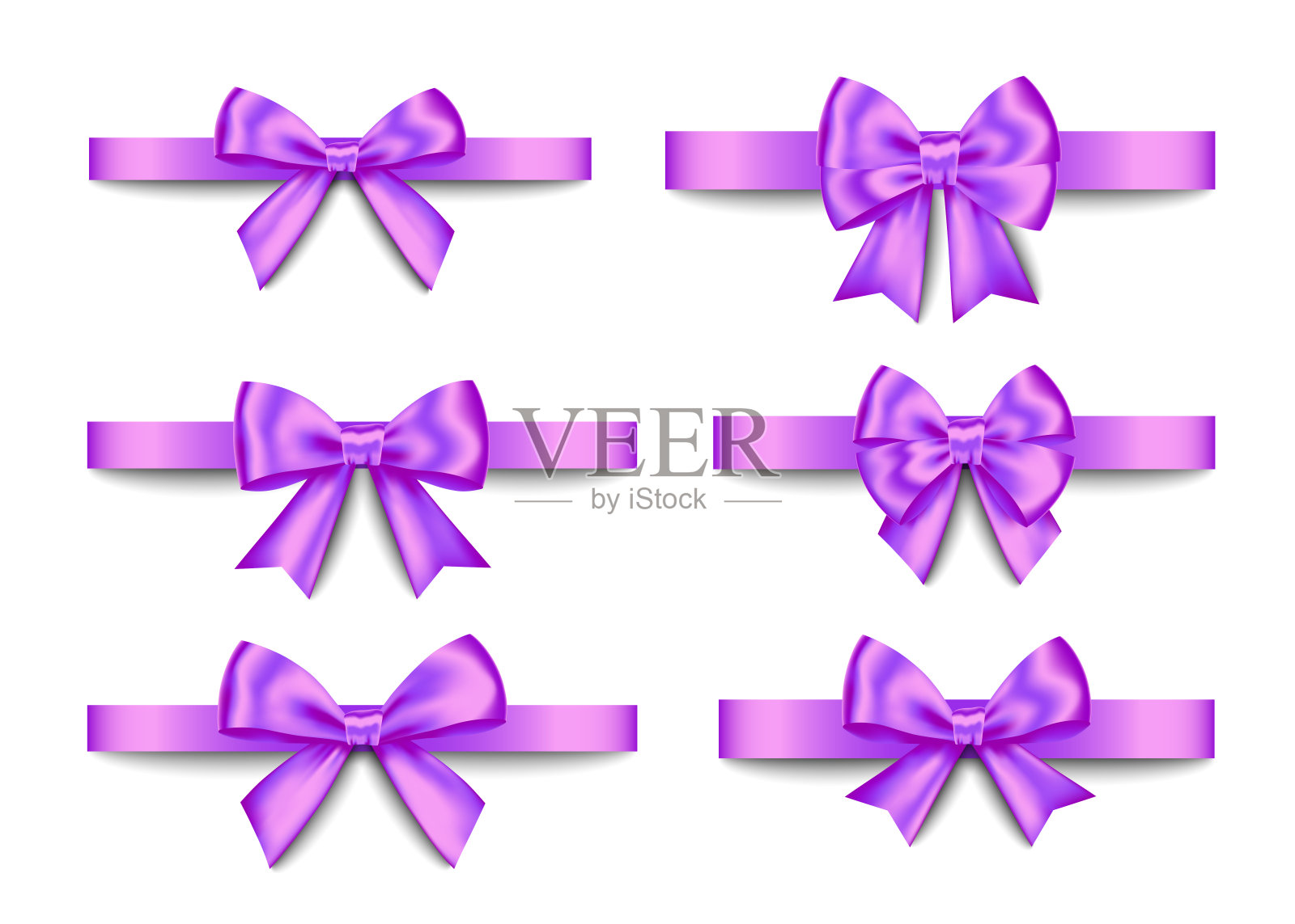 紫色的礼物蝴蝶结为圣诞节，新年装饰。设计元素图片