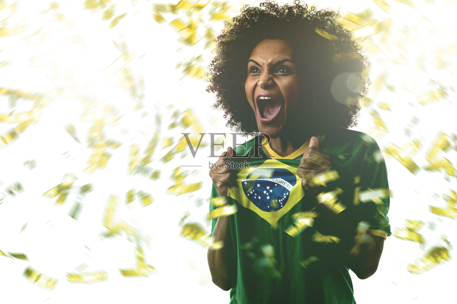 巴西球迷庆祝照片摄影图片