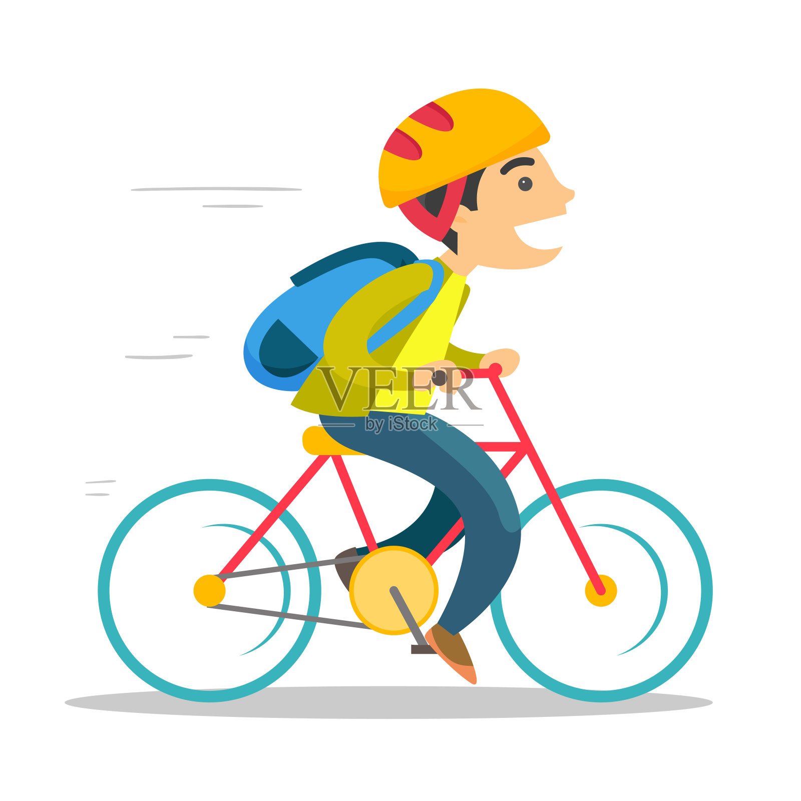 年轻的白人男孩骑着自行车设计元素图片