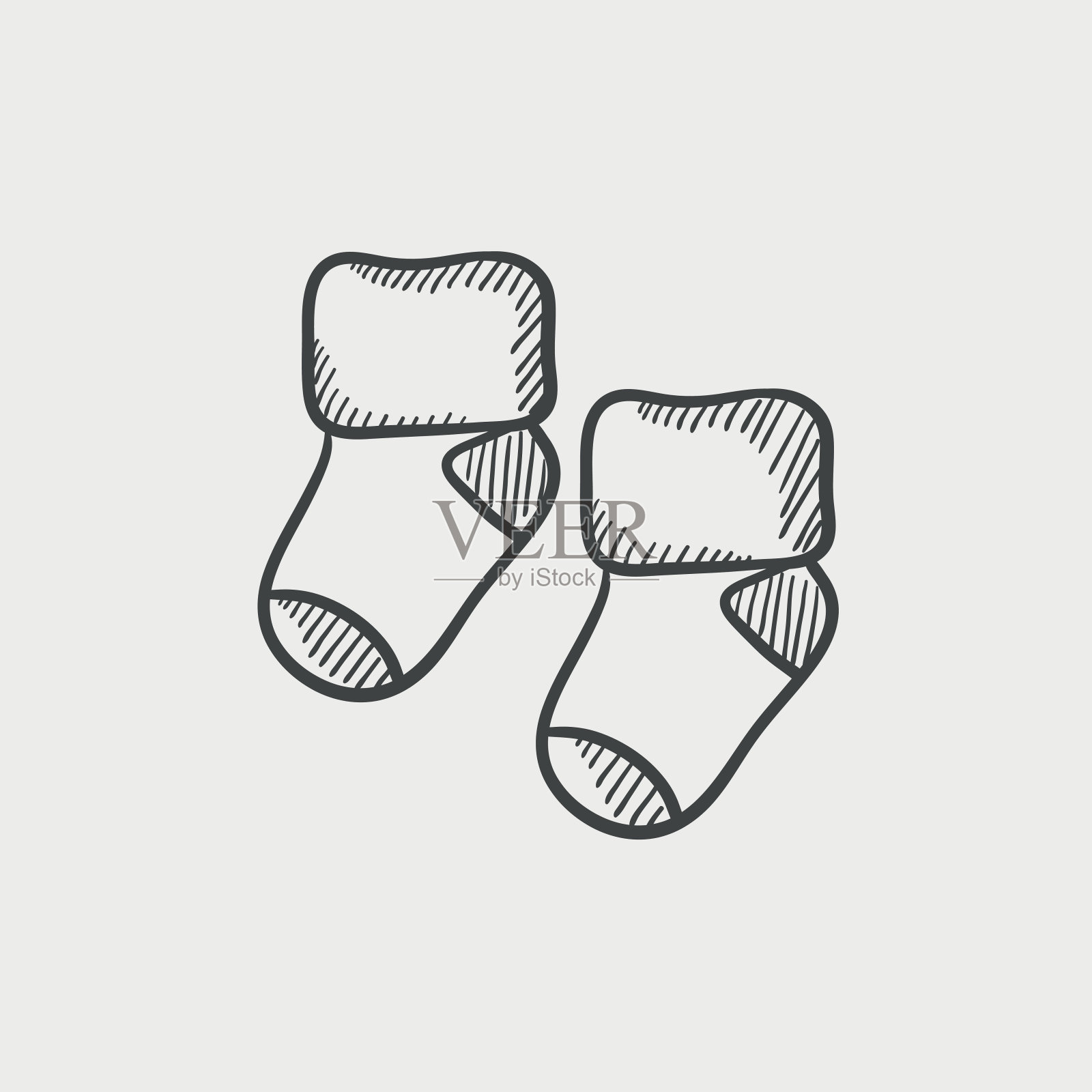 婴儿袜子素描图标设计元素图片