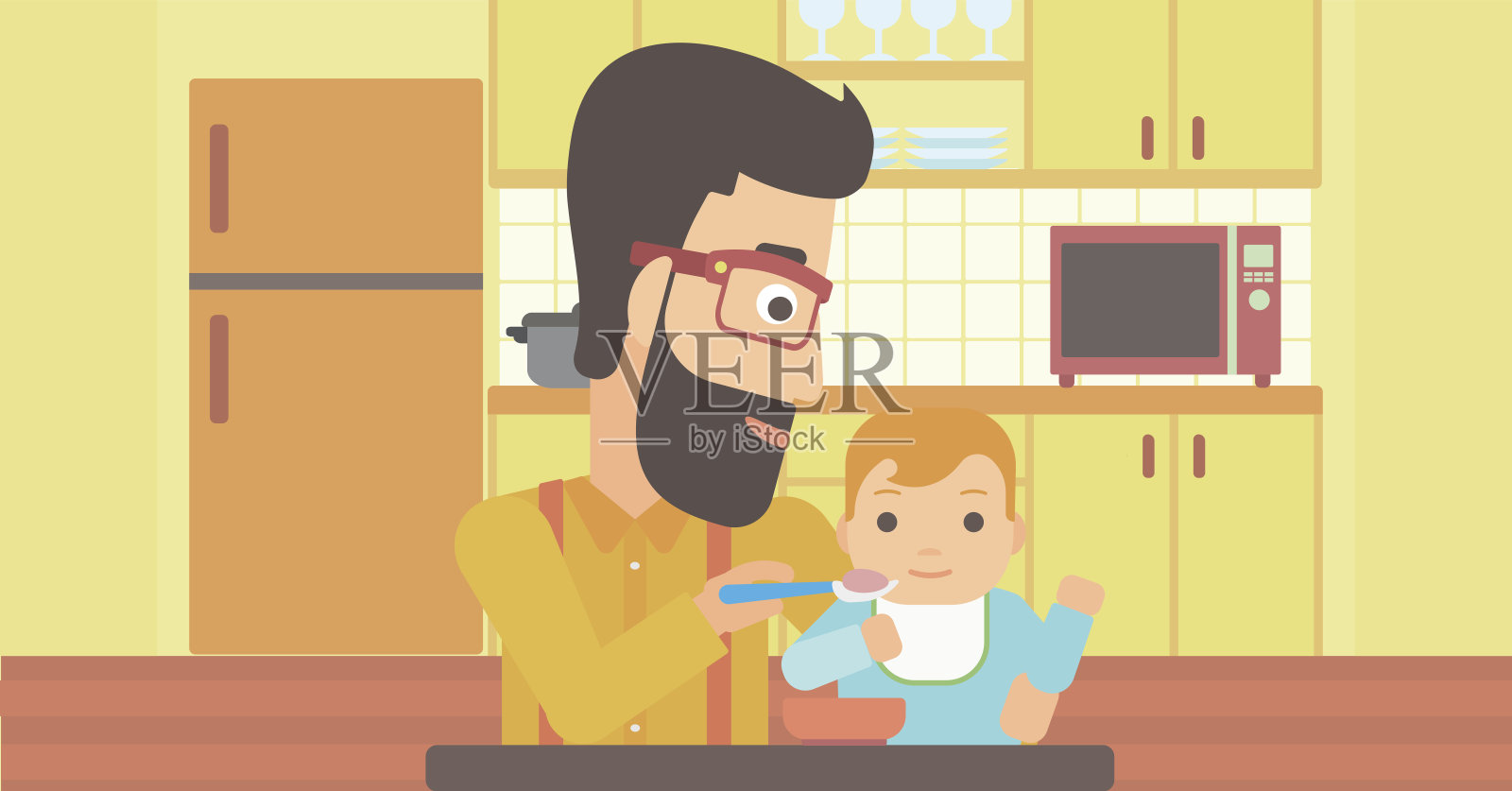 人喂养婴儿插画图片素材