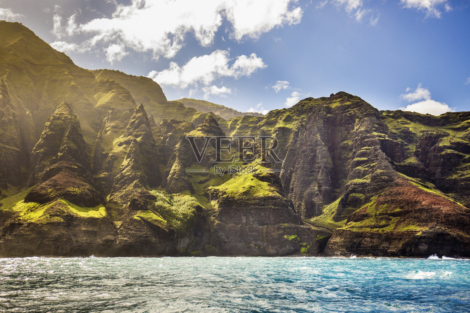 夏威夷考艾岛纳帕里海岸的风景优美照片摄影图片