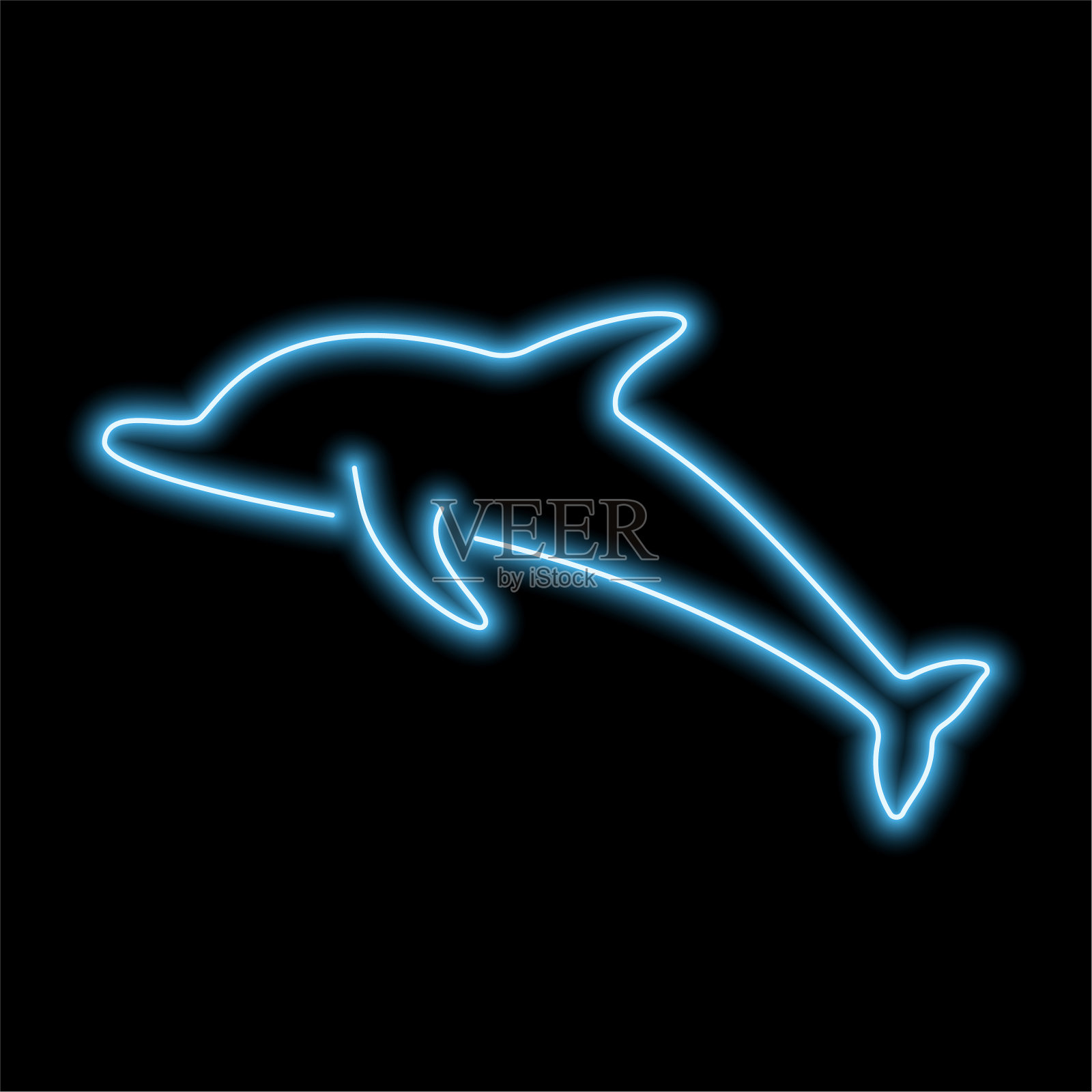 霓虹灯海豚插图。矢量激光野生游泳鱼。10每股收益。用于设计、插图、海报、广告横幅等。设计元素图片