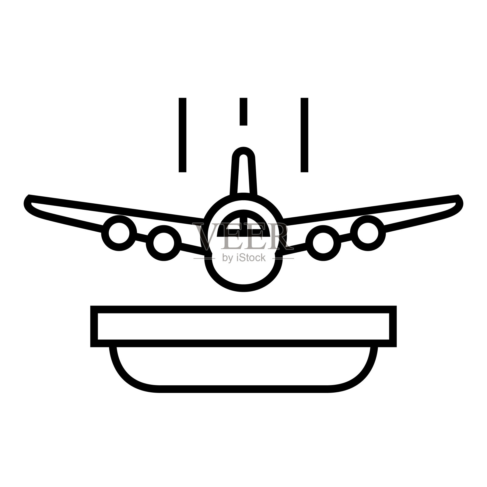 飞行保险线图标，概念标志，轮廓矢量插图，线性符号插画图片素材