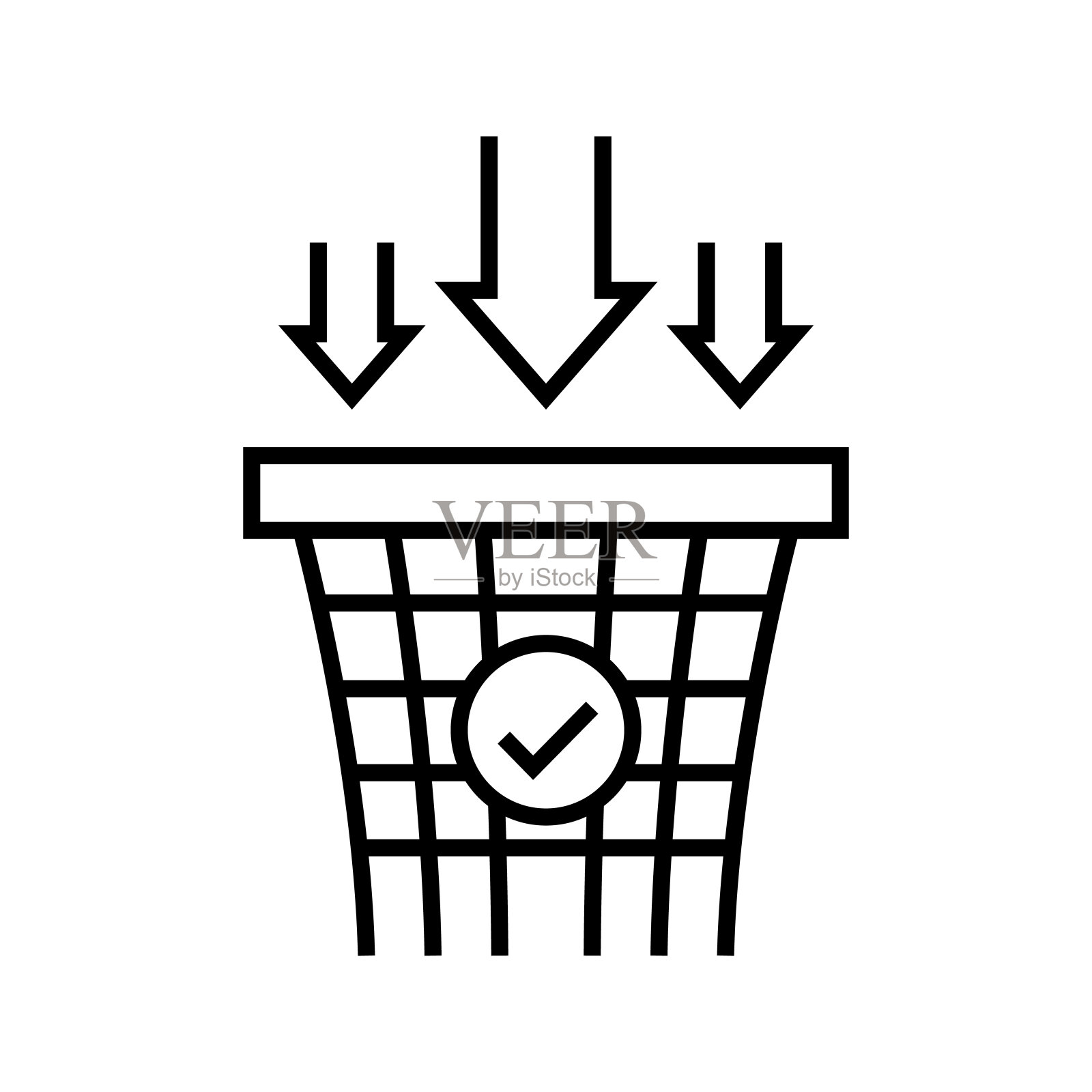 垃圾桶线图标，概念标志，轮廓矢量插图，线性符号图标素材