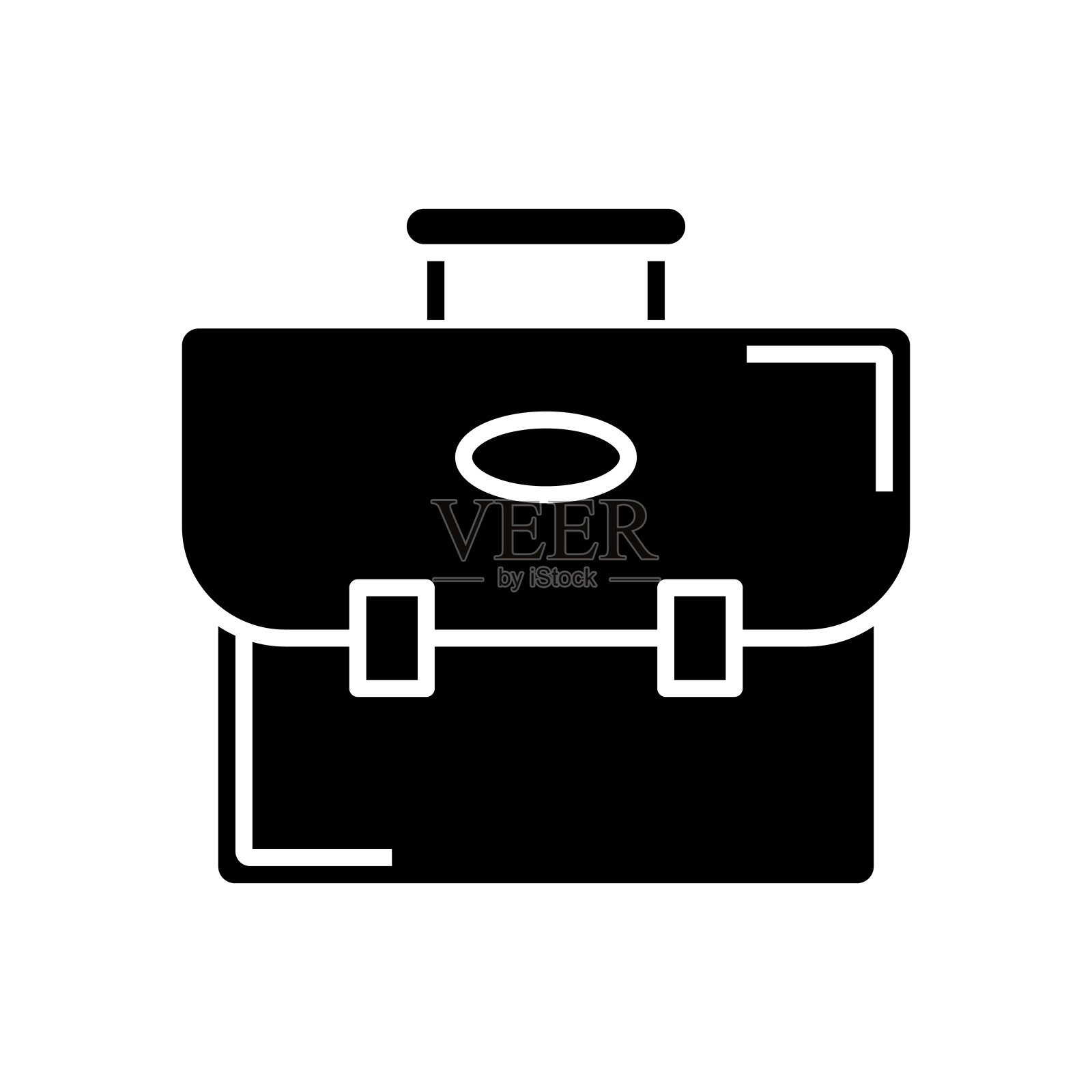 商务旅行箱黑色图标、概念插图、矢量平面符号、象形符号图标素材
