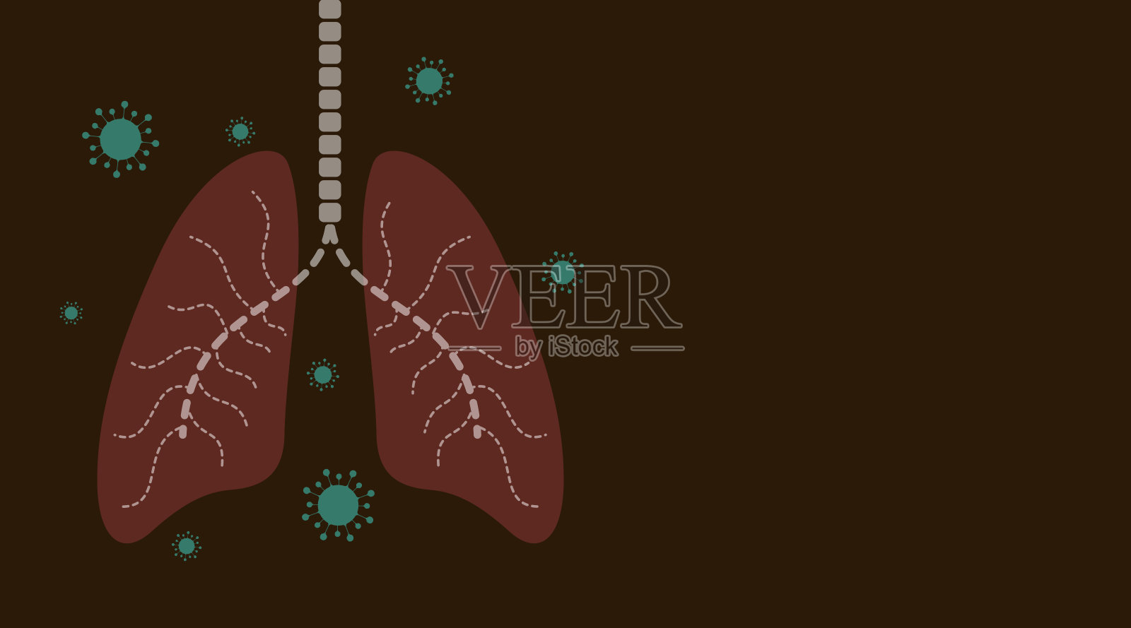 肺和病毒图像，象征传染性肺炎，媒介插图。插画图片素材