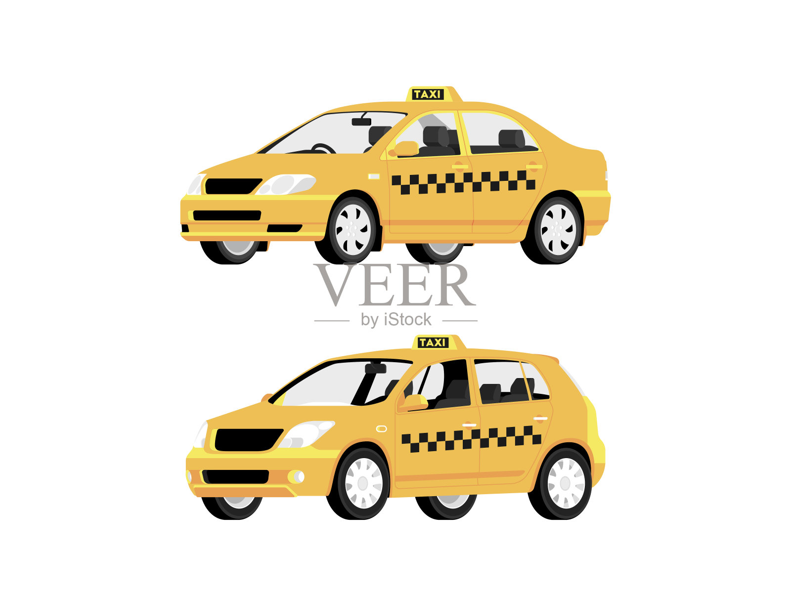 黄色出租车车插画图片素材