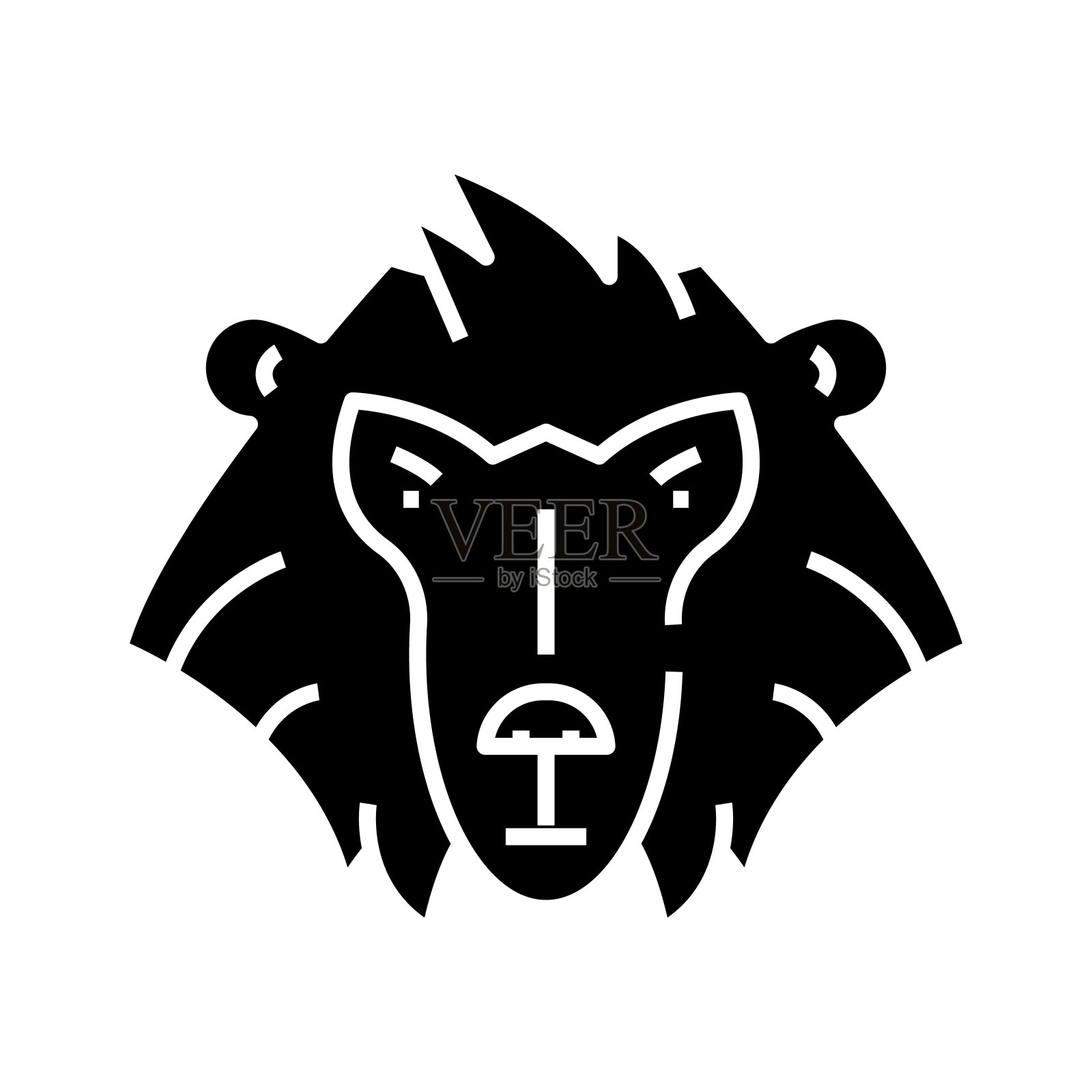 猩猩猴子黑色图标，概念插图，矢量平面符号，象形符号设计元素图片