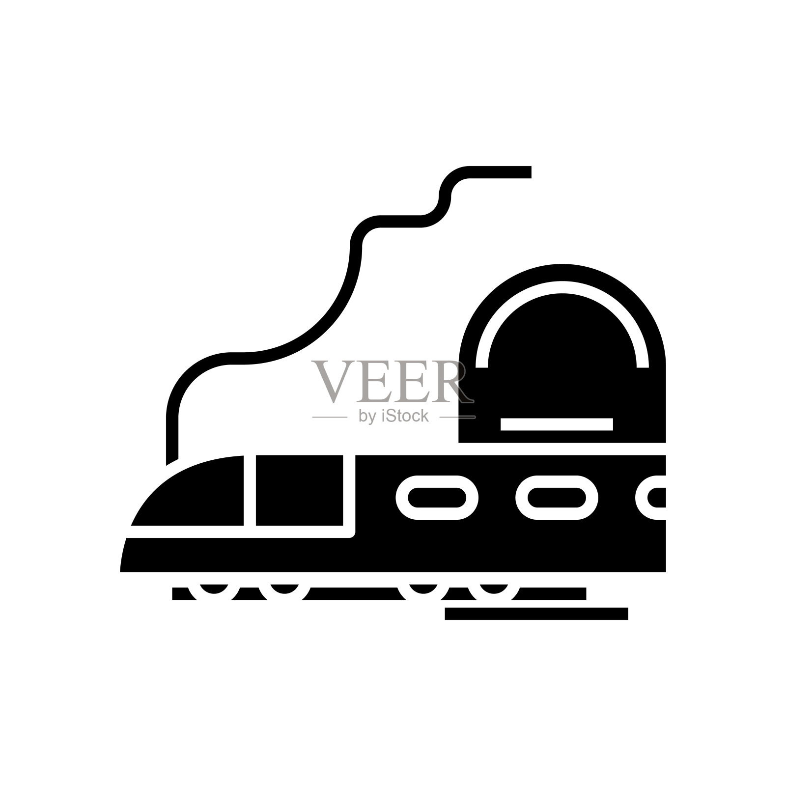 山地列车黑色图标、概念插图、矢量平面符号、象形符号图标素材