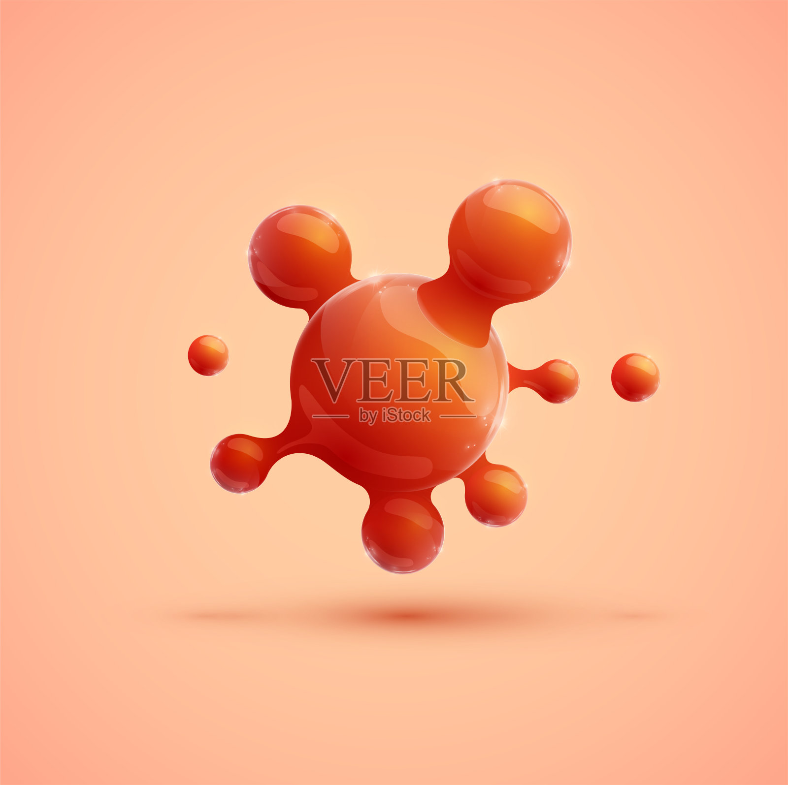 橙色的分子，向量插画图片素材